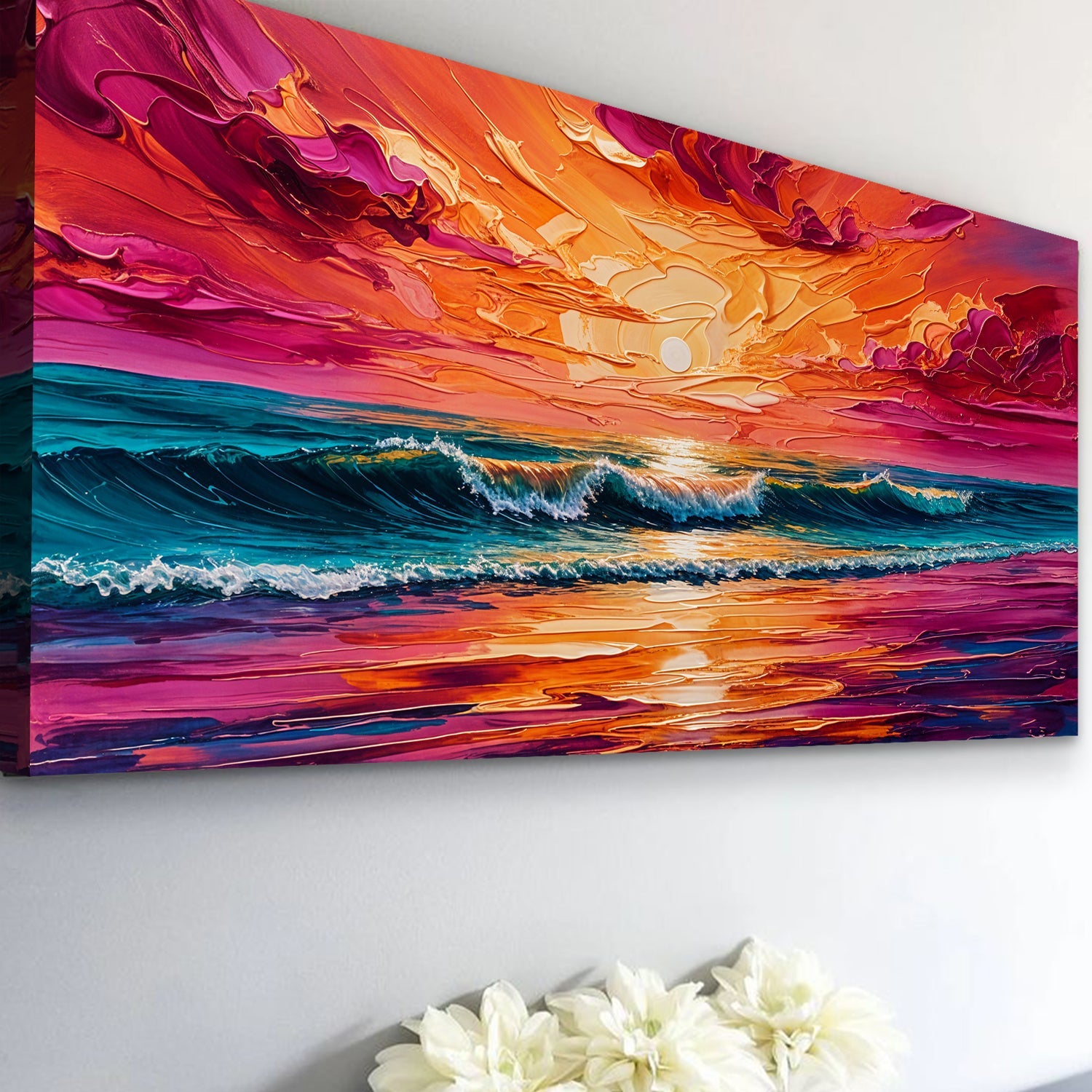 Coastal Sunset Impasto Wall Art