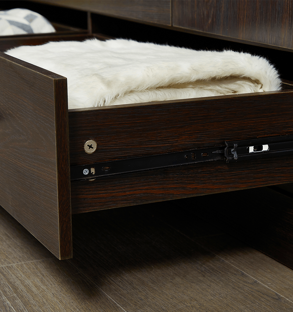 71" H Wooden Armoire Wardrobe Closet with Mirror, 4 Doors, Drawers & Shelves | 63" W Bedroom Storage Cabinet - PRHOMZ