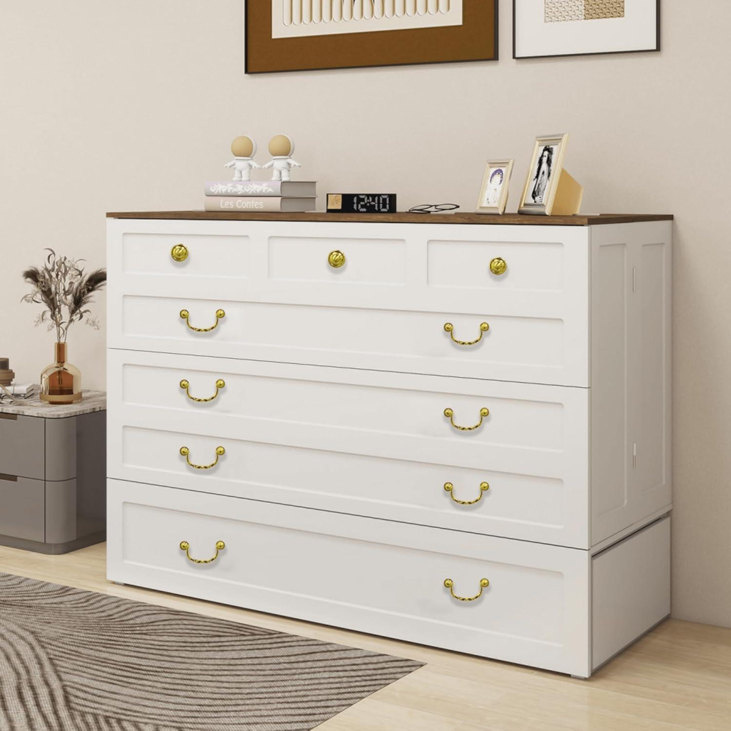 Queen Murphy Bed Cabinet with Storage, USB Ports & Foldable Design - PRHOMZ