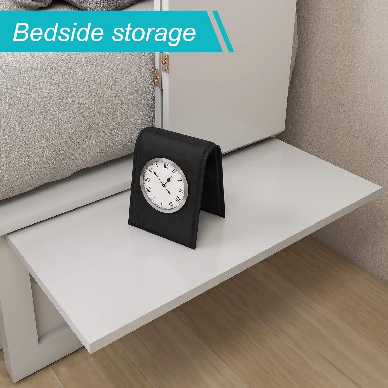 Queen Murphy Bed Cabinet with Storage, USB Ports & Foldable Design - PRHOMZ