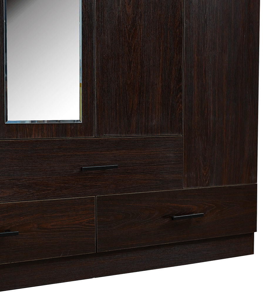 71" H Wooden Armoire Wardrobe Closet with Mirror, 4 Doors, Drawers & Shelves | 63" W Bedroom Storage Cabinet - PRHOMZ