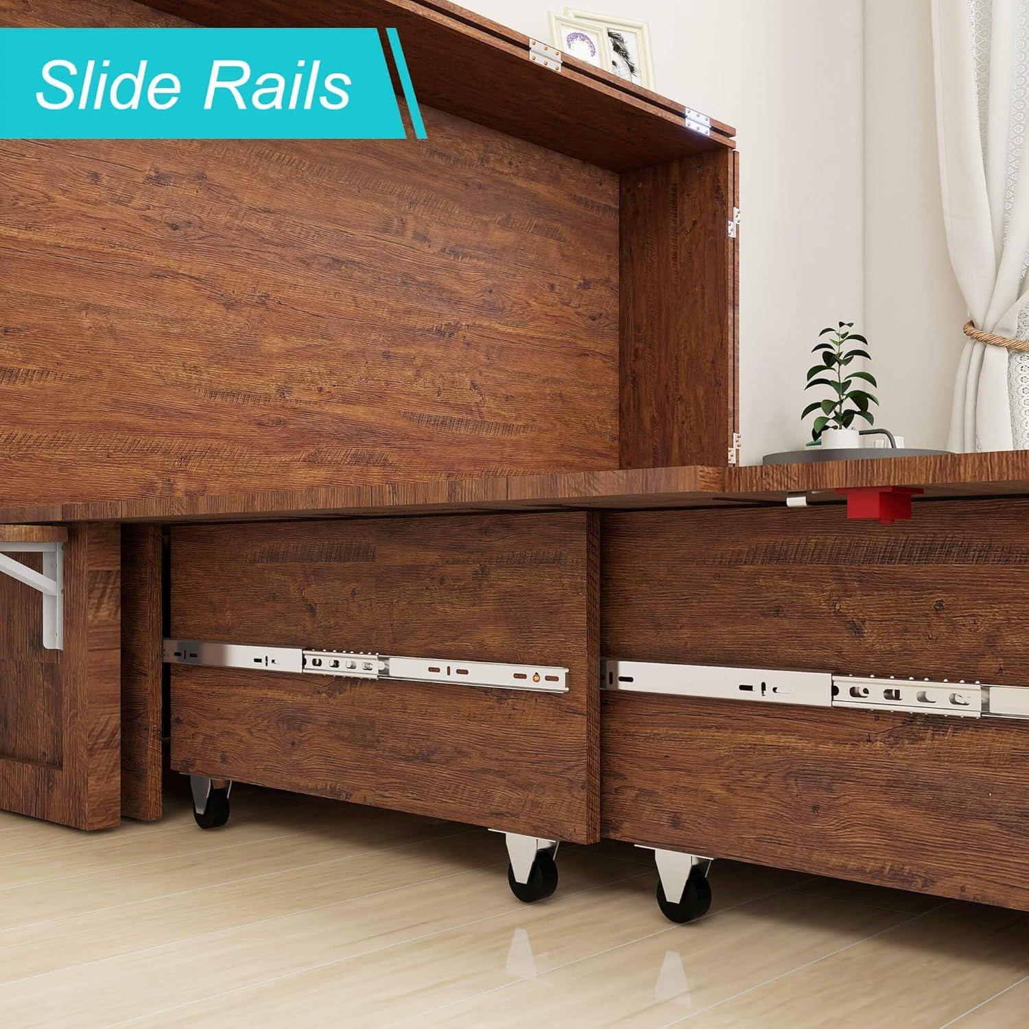 Full-Size Murphy Bed Cabinet with Storage & Drawers - PRHOMZ