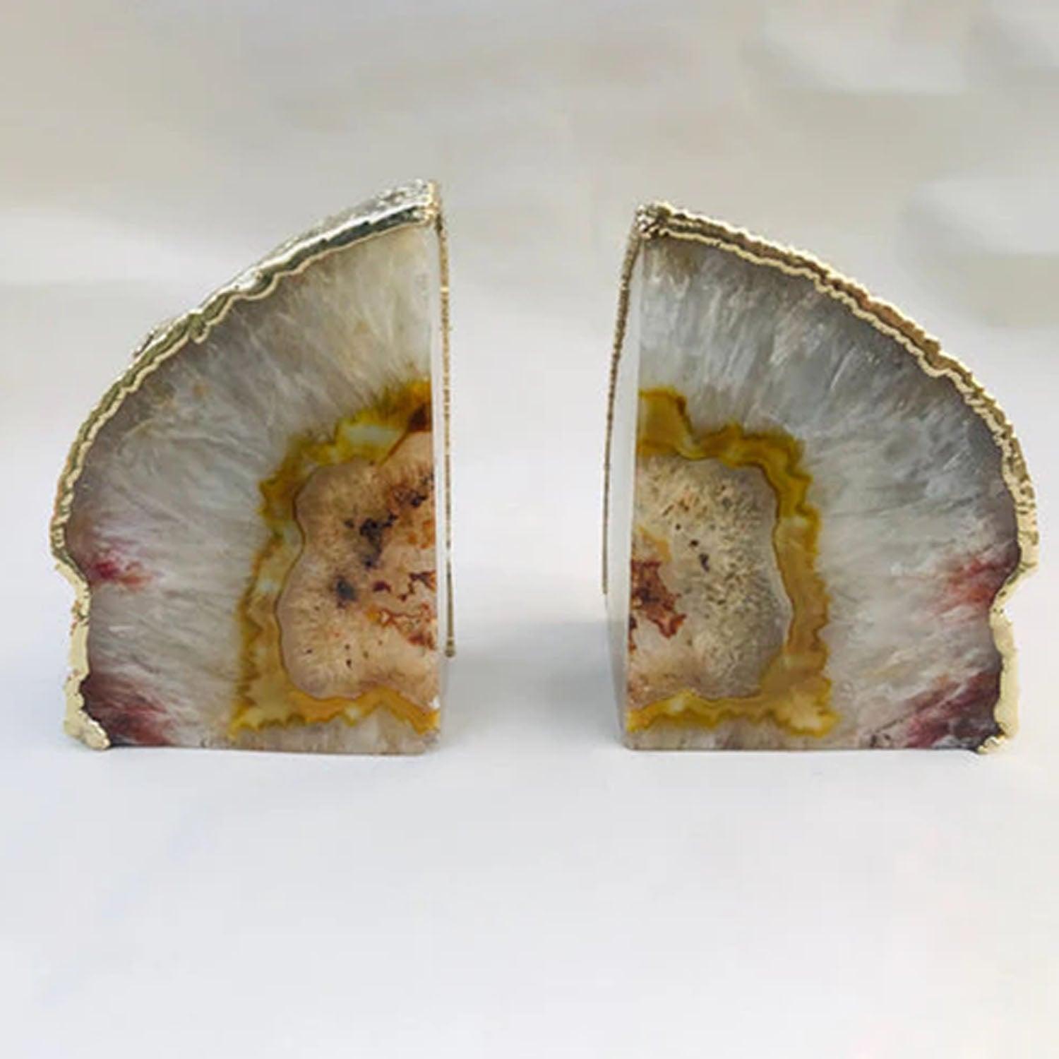 Natural Clear Plated Agate Bookends - PRHOMZ