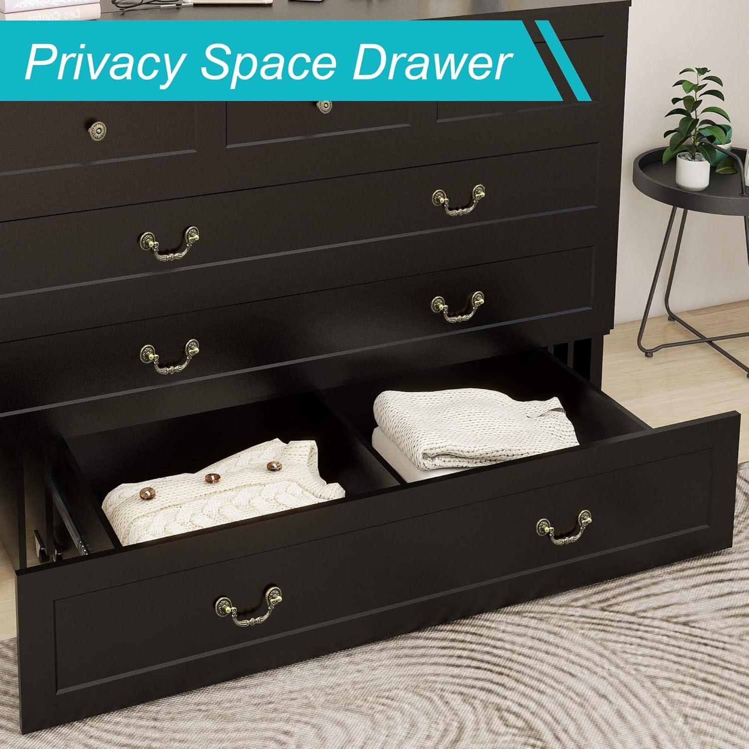 Black Full Murphy Bed Cabinet with Storage, Drawer & USB Charging Port - PRHOMZ