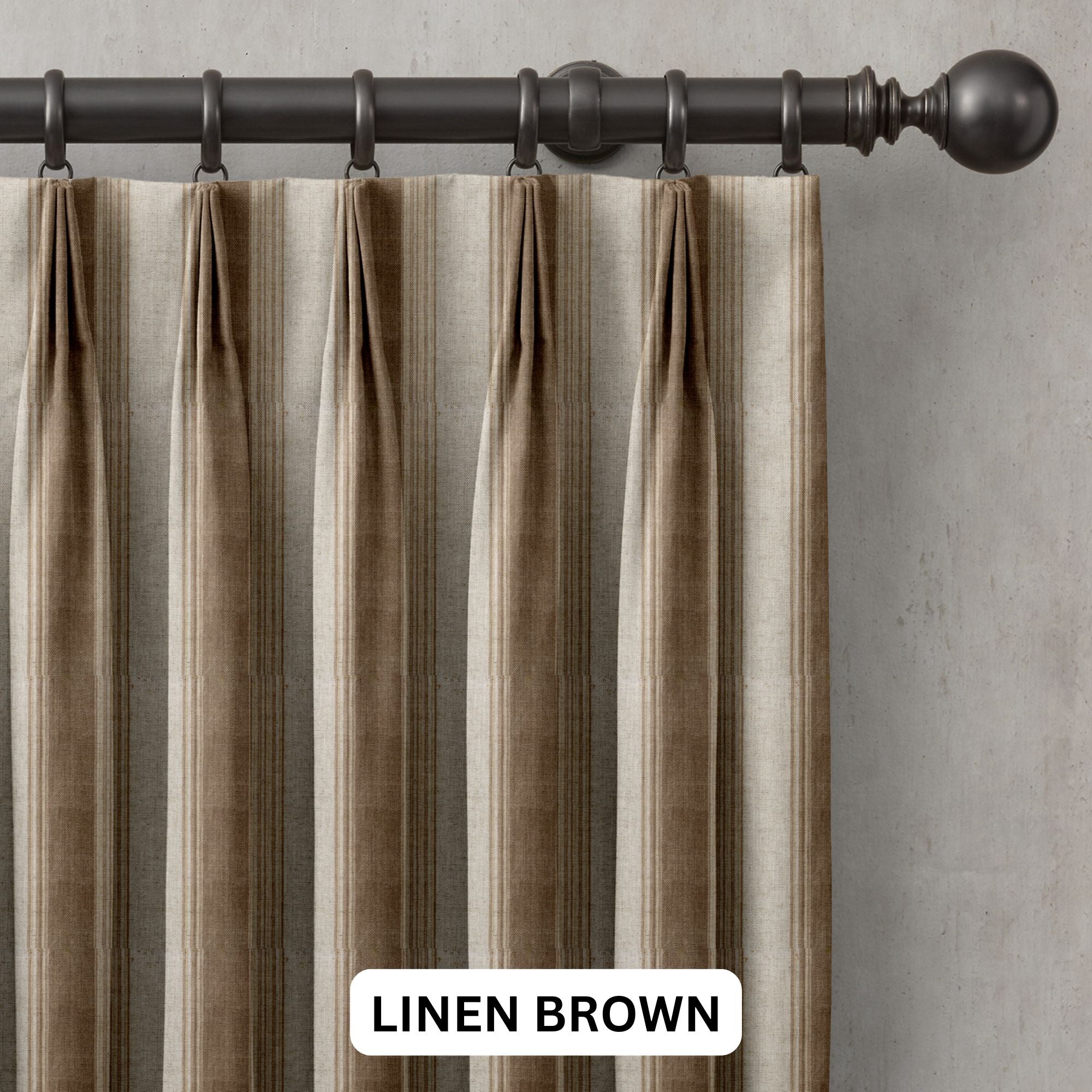 Farmhouse Stripe Linen Curtains | Pinch Pleats & Euro Pleats | Standard & Made to Measure Sizing | Light Filtering or Blackout-4
