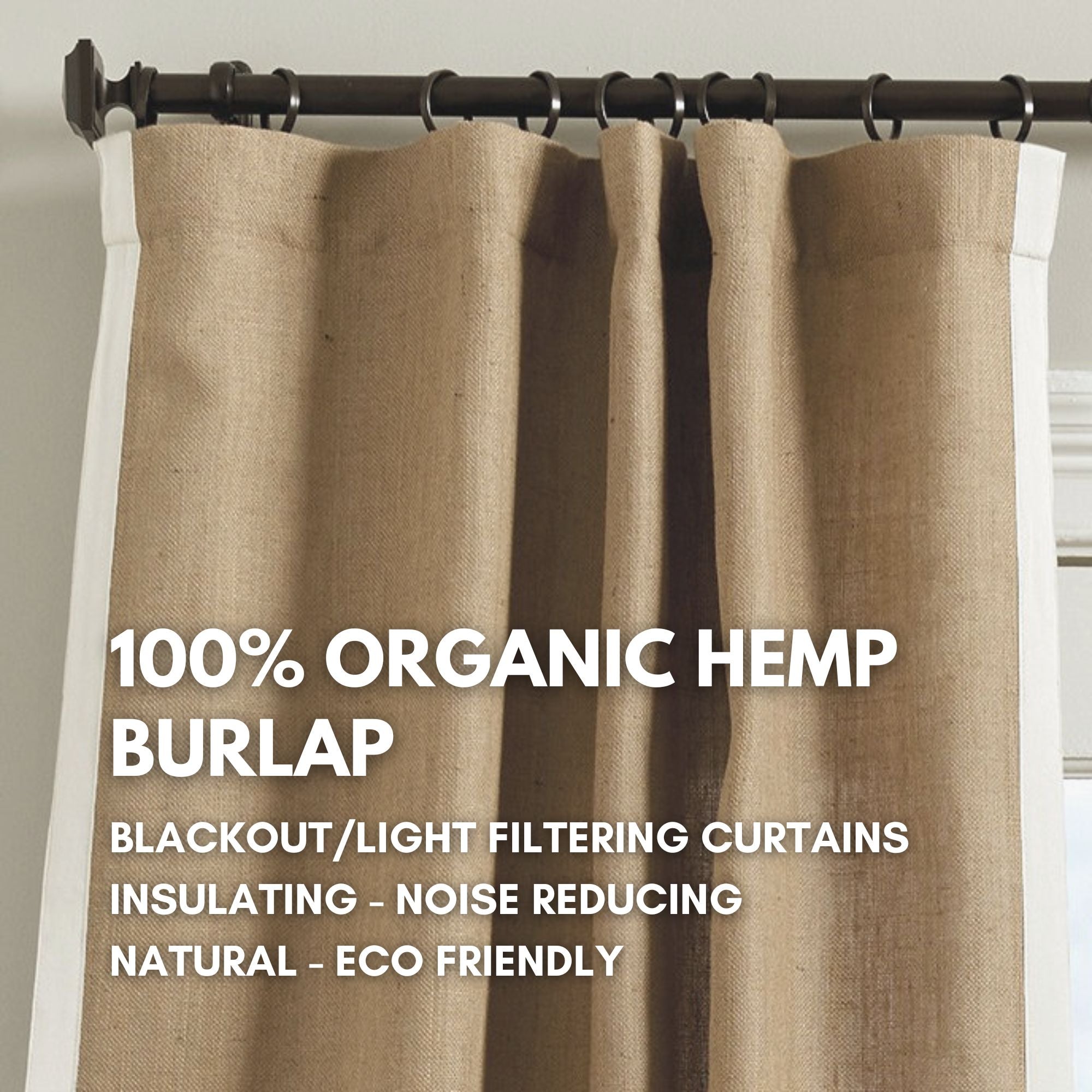 Thick Hemp Burlap Curtains with Blackout/Liner Options | 540gsm GOTS Certified-0