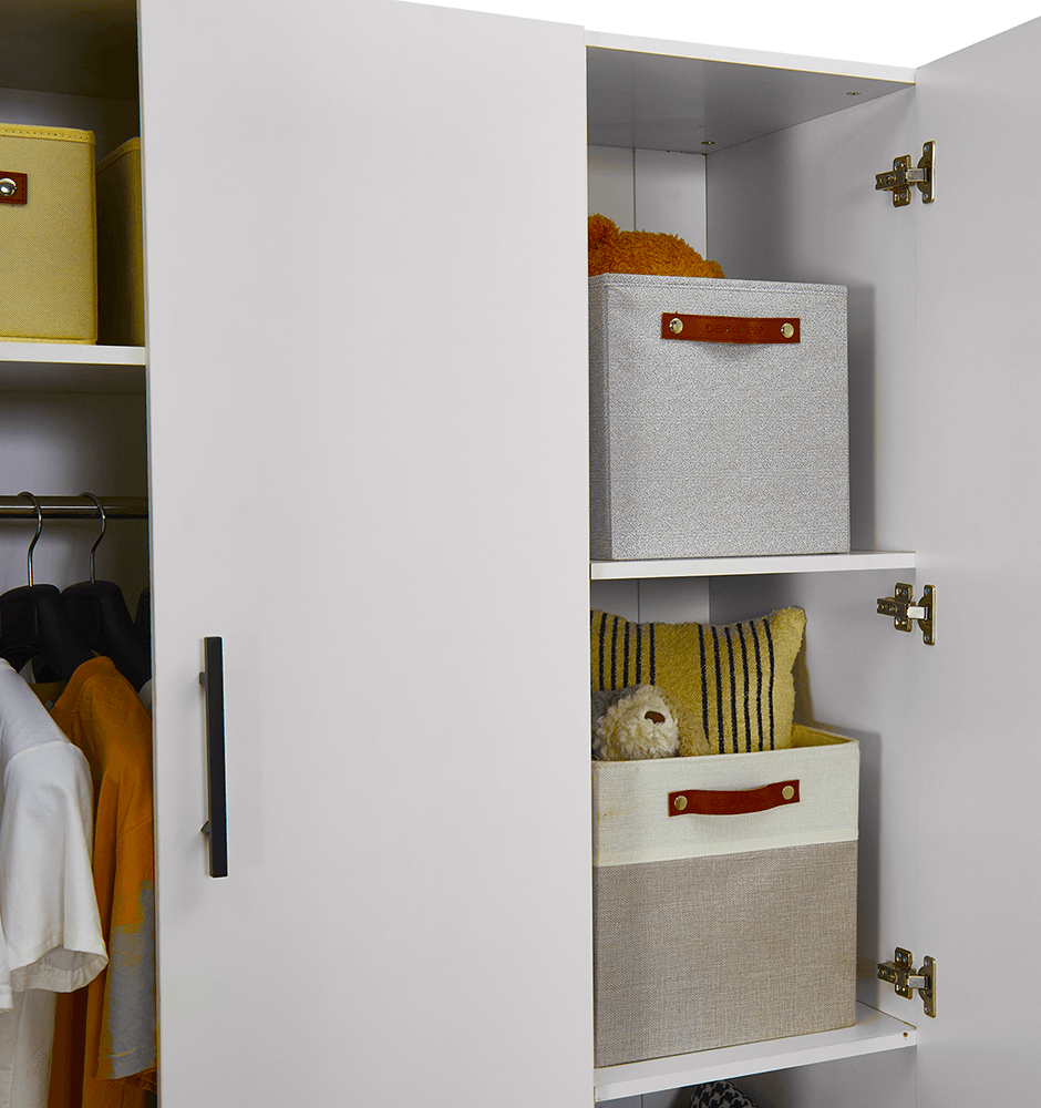 71" H White Armoire Wardrobe Closet with 4 Doors, Storage Drawers & Hanging Rod | 63" W Bedroom Storage Cabinet - PRHOMZ