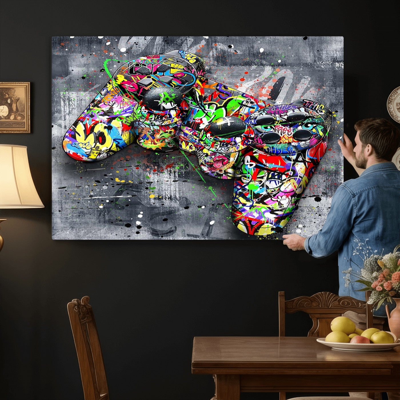 Graffiti Gaming Canvas Wall Art For Bedroom - Gaming Wall