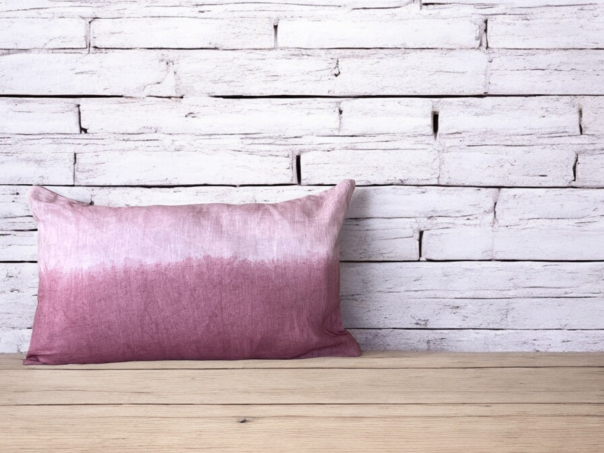 Linen Lumbar Ombre Throw Pillow
