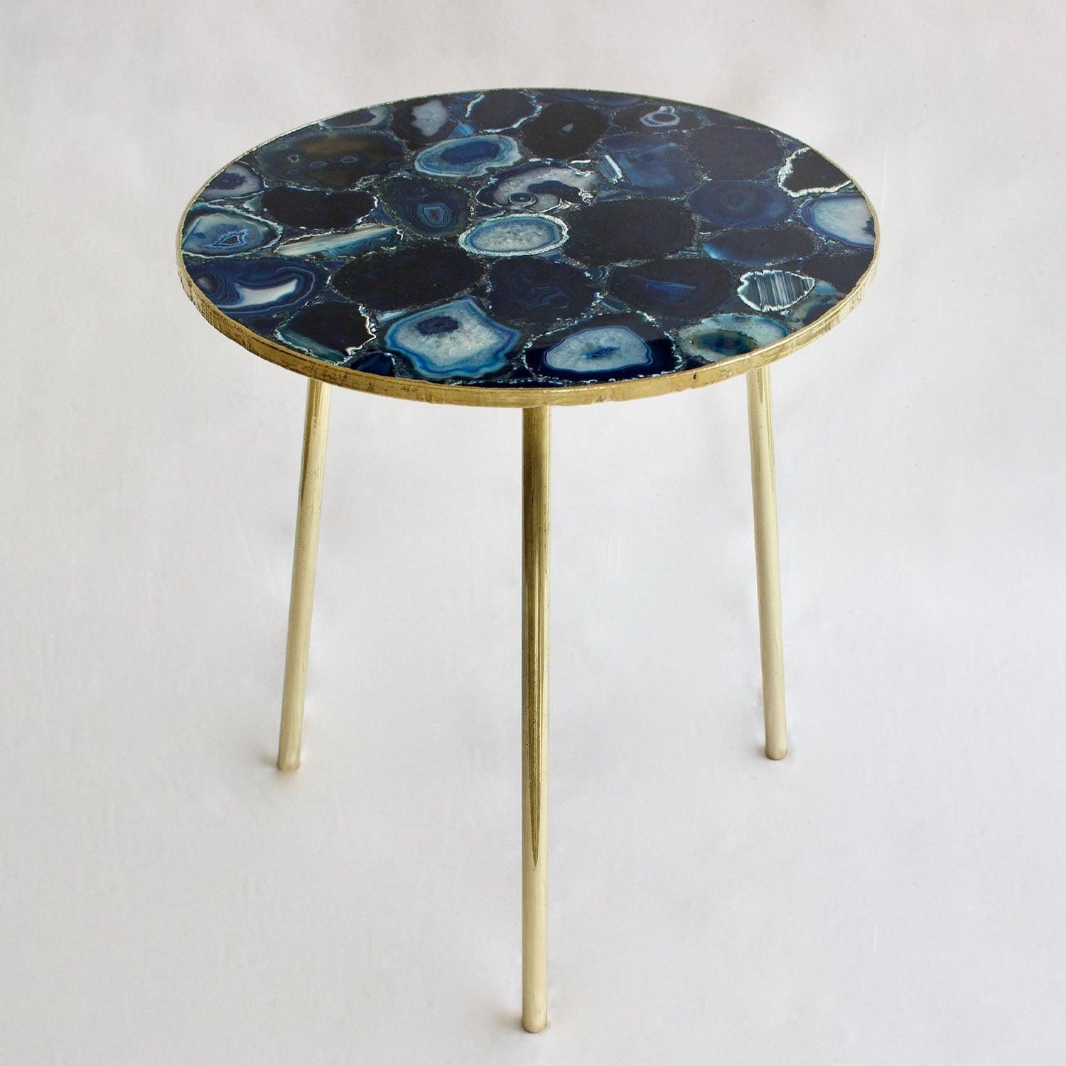 Blue Agate Round Coffee/Side Table - PRHOMZ