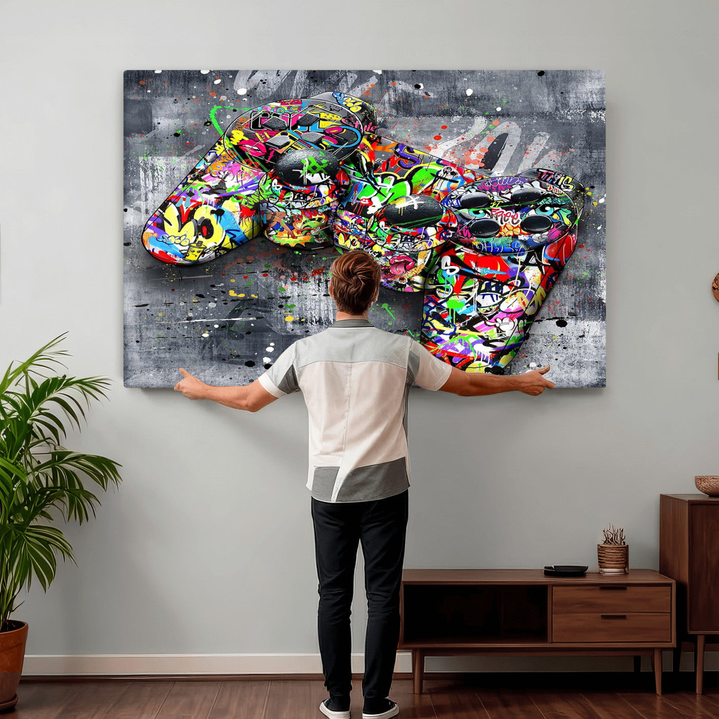 Graffiti Gaming Canvas Wall Art For Bedroom - Gaming Wall