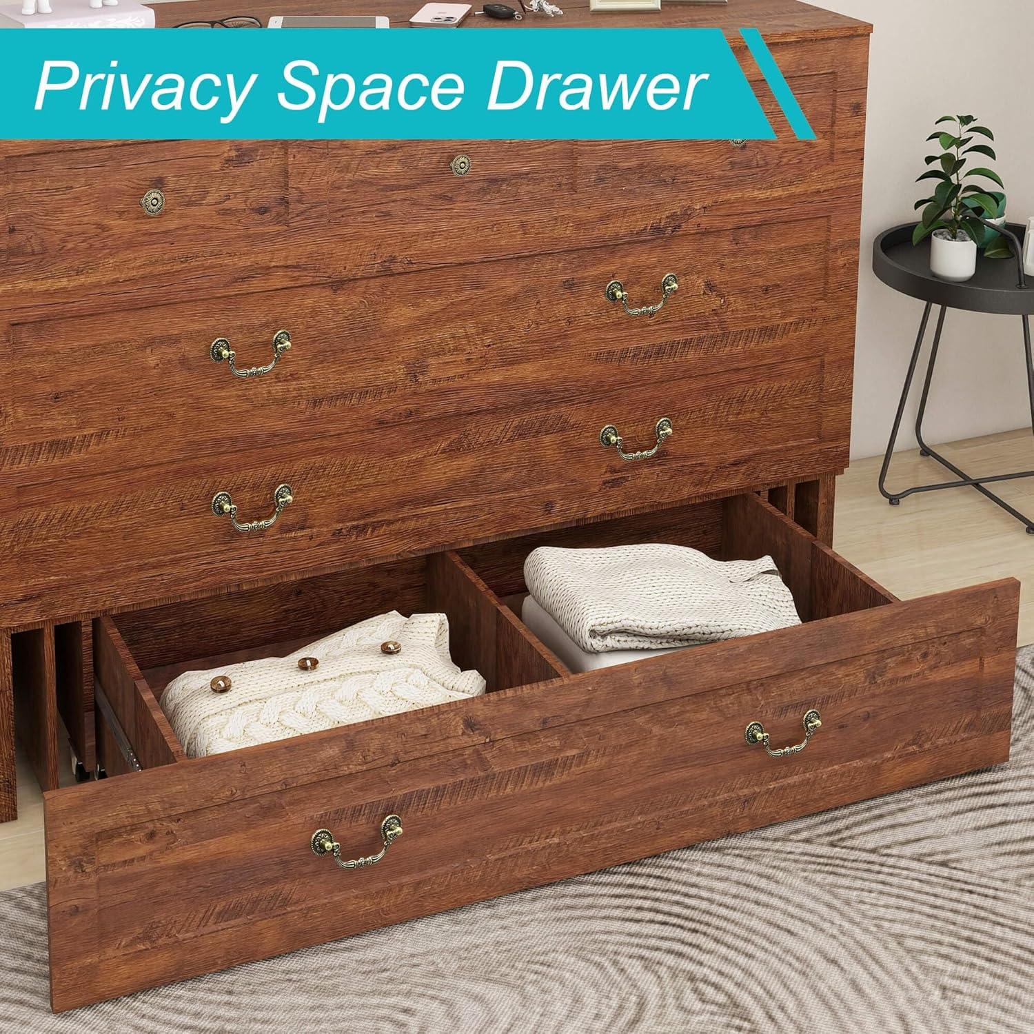 Full-Size Murphy Bed Cabinet with Storage & Drawers - PRHOMZ