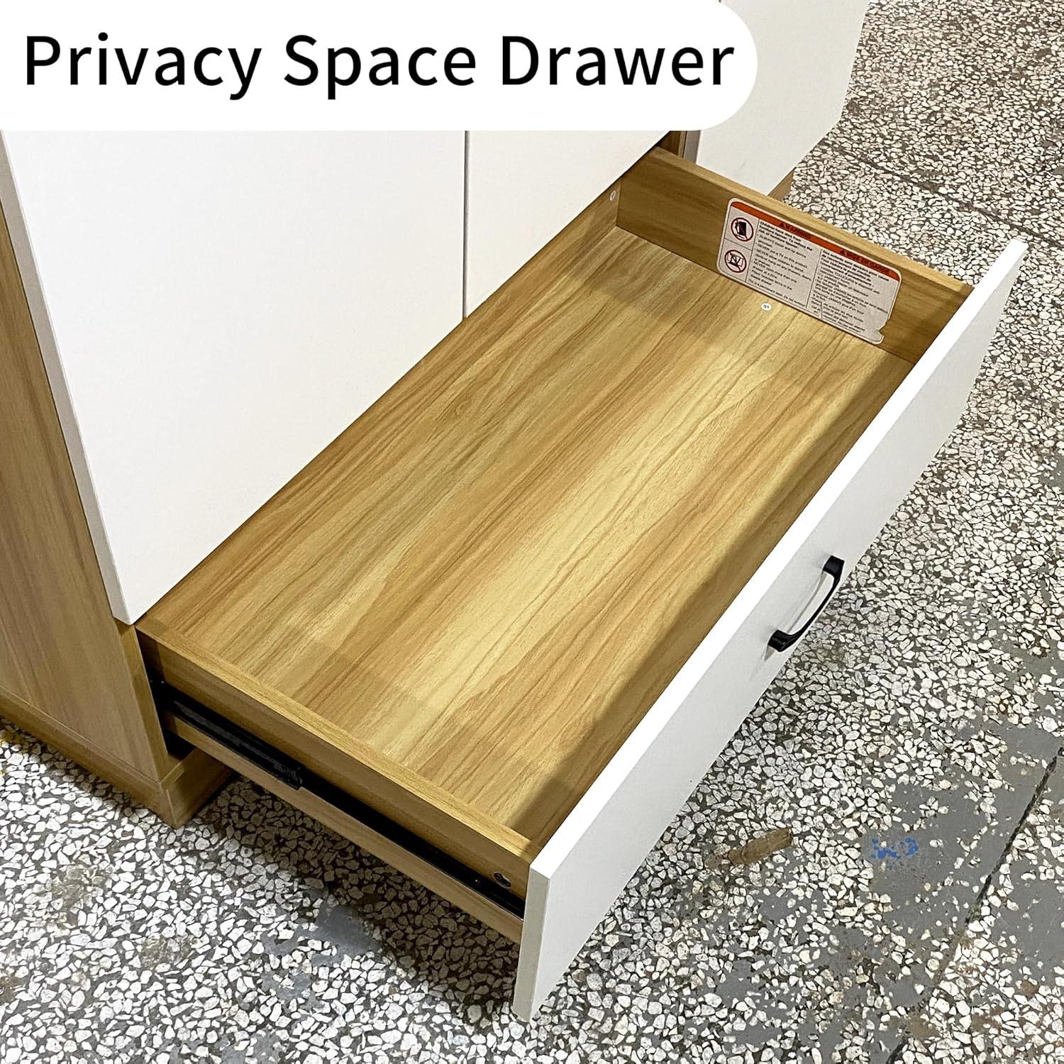 69" High Wooden Wardrobe Closet , 3 Doors & Drawers | White Bedroom Armoire - PRHOMZ