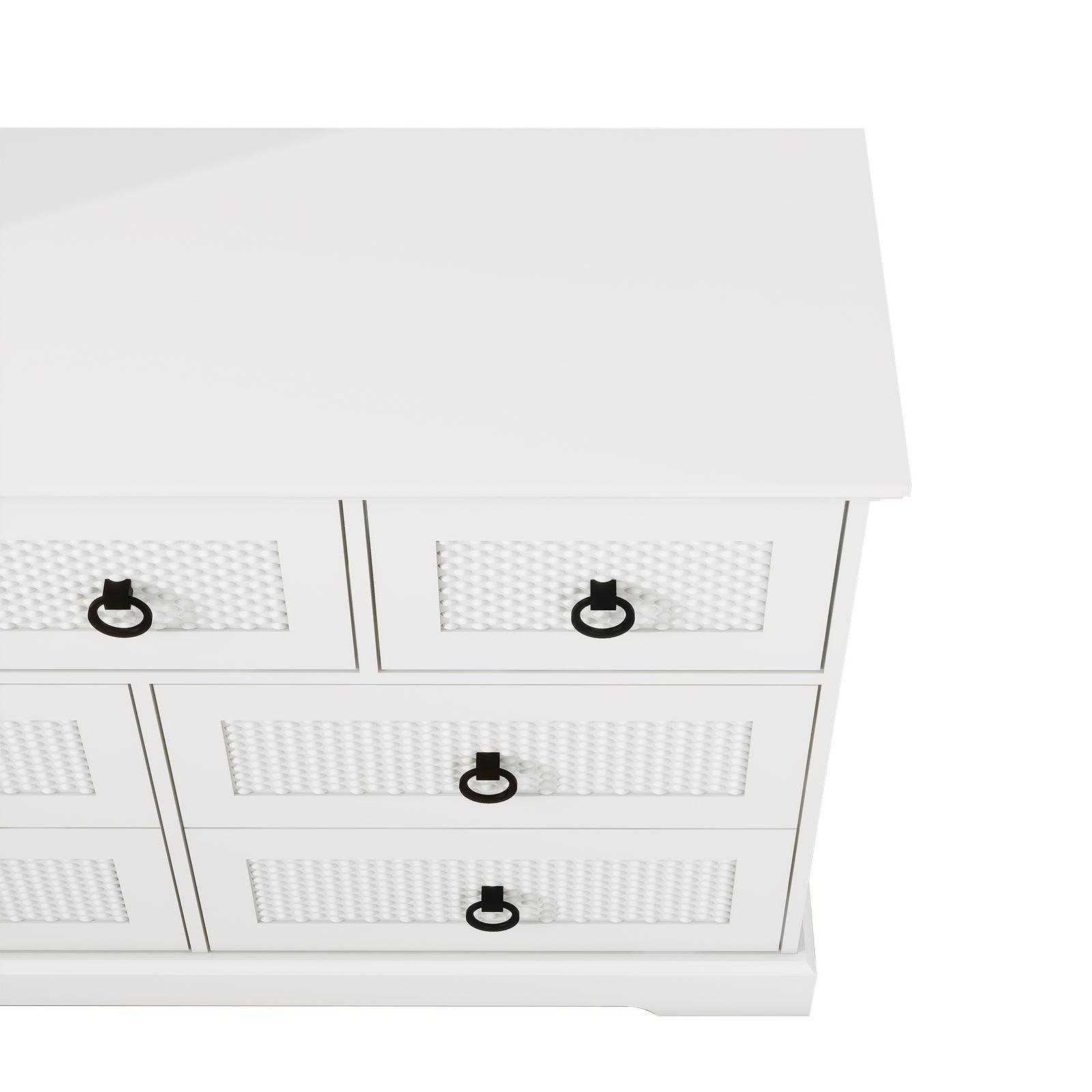 Modern 7-Drawer Dresser – 47" Wide Farmhouse Chest for Bedroom, Living Room, Entryway – White Tall Storage Cabinet - PRHOMZ