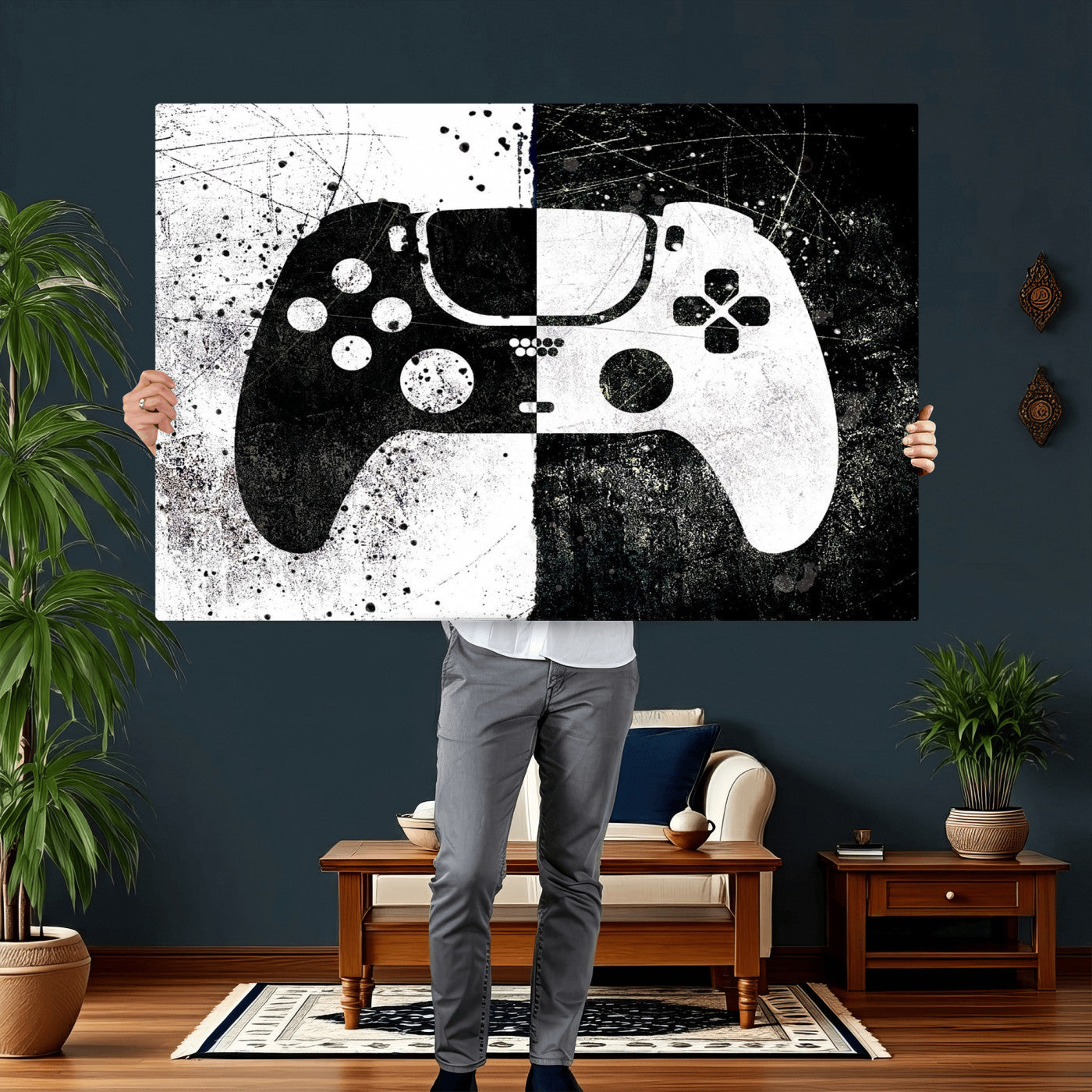 Abstract Gaming Controller Wall Art Canvas Print