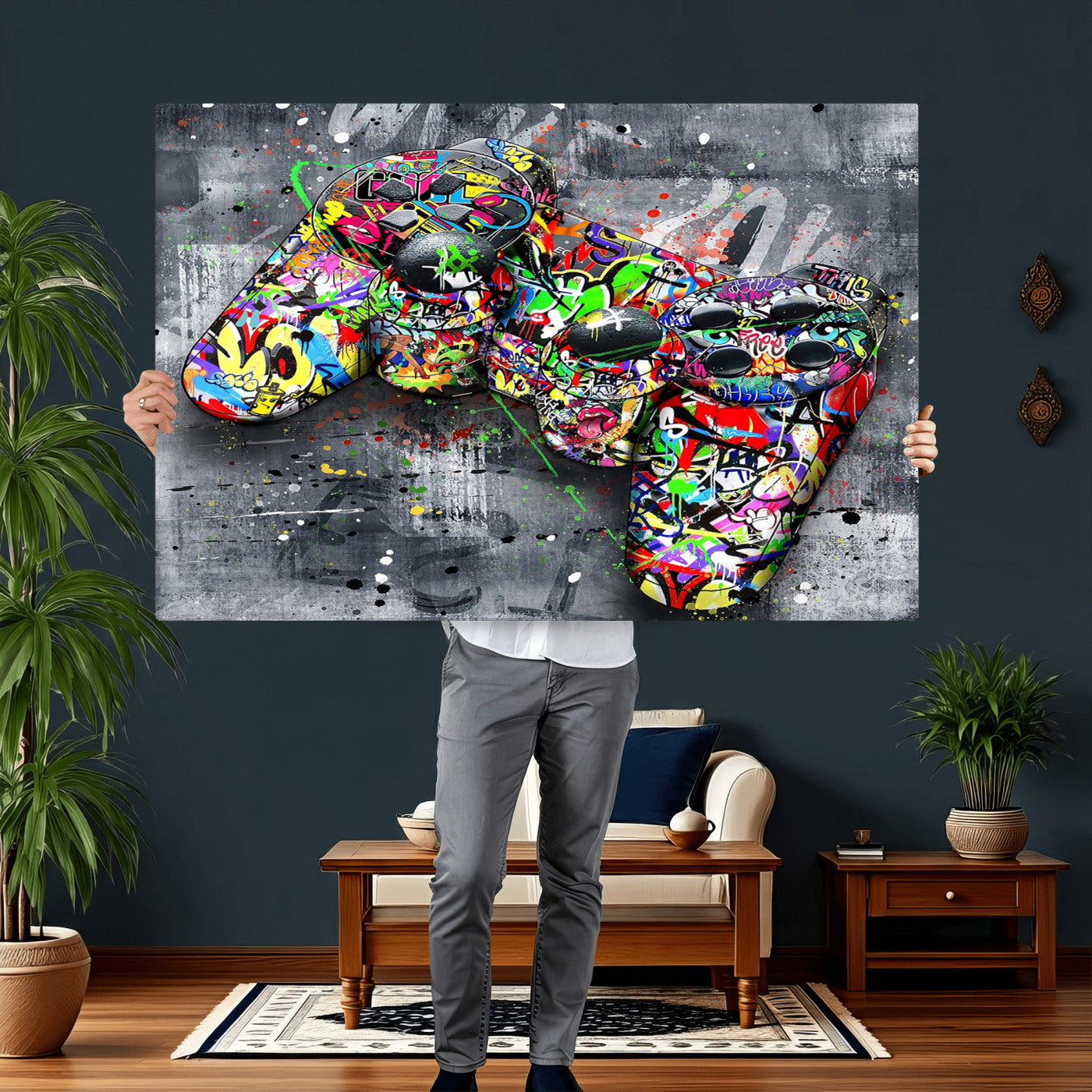 Graffiti Gaming Canvas Wall Art For Bedroom - Gaming Wall