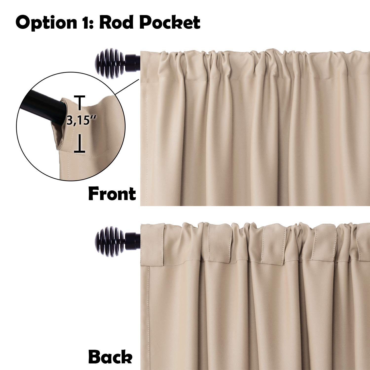 DWCN 1 Panel Wide Width Blackout Curtain, Room Divider Curtains-3