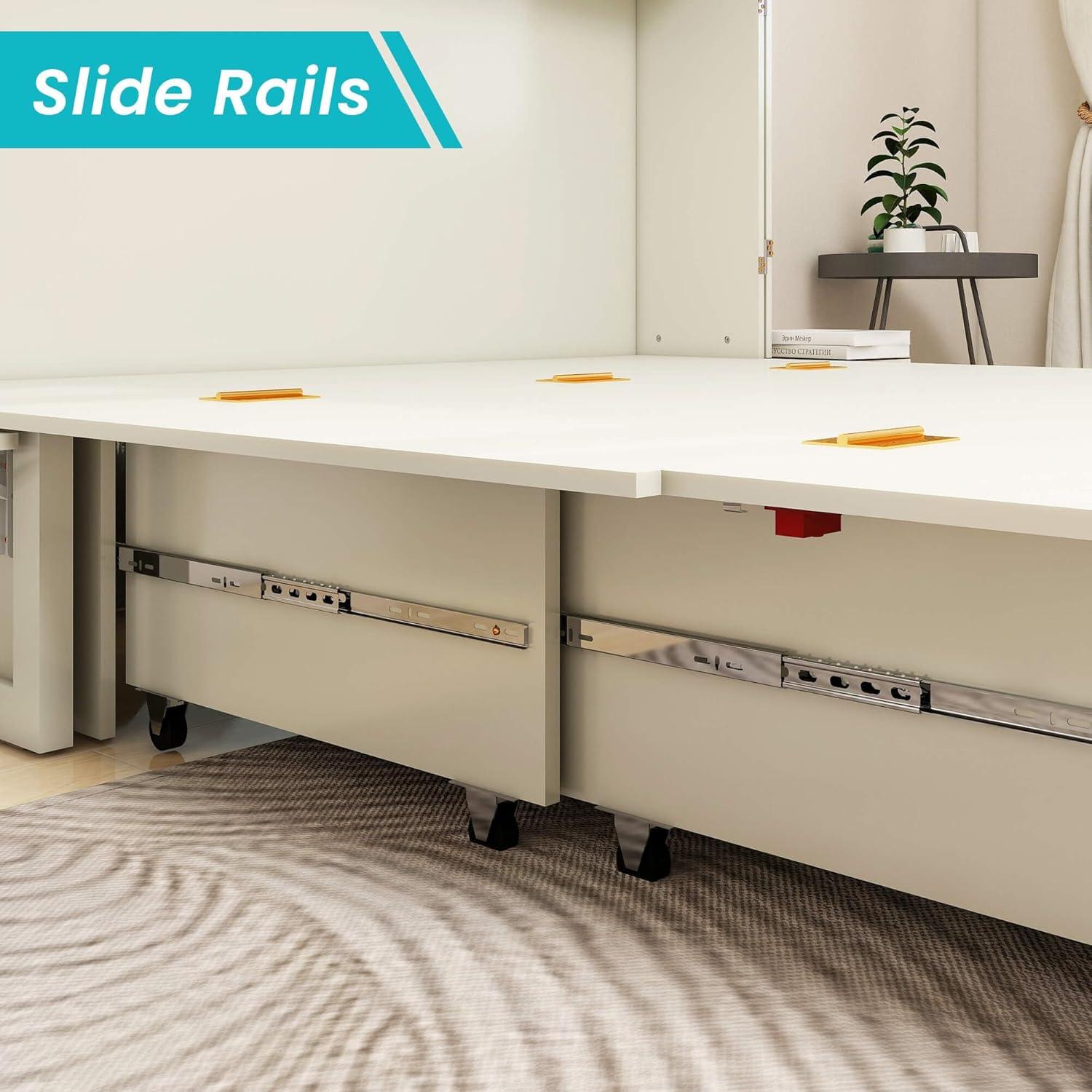 Queen Murphy Bed Cabinet with Storage, USB Ports & Drawer - PRHOMZ