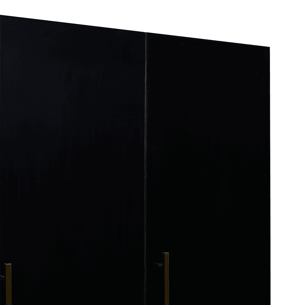 4-Door Wooden Armoire Wardrobe Closet with Mirror, Shelves & Hanging Rail | Black Large Capacity Clothes Storage - PRHOMZ