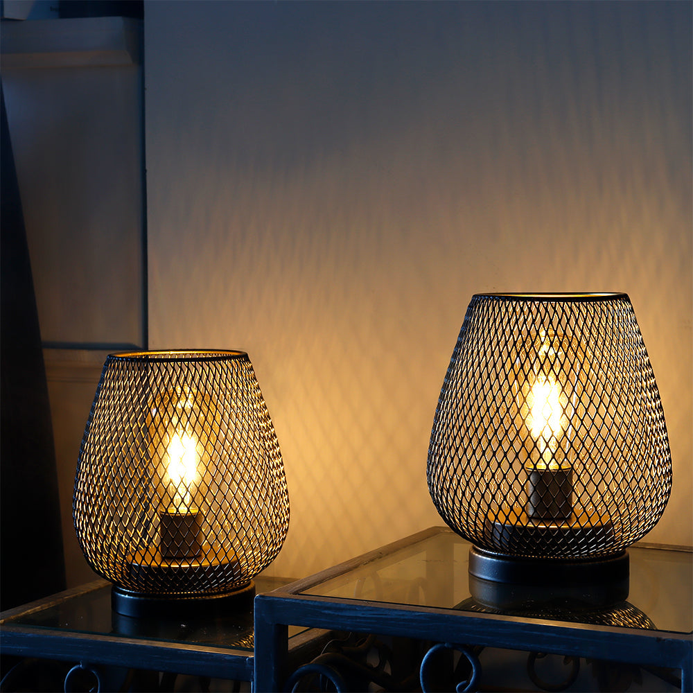 Set of 2 Battery Powered Metal Outdoor Lantern 6.5'' High (Brown)-0