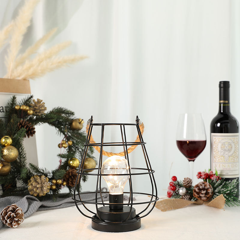 8.5" Tall Battery Powered Outdoor Table Lamp Black-2