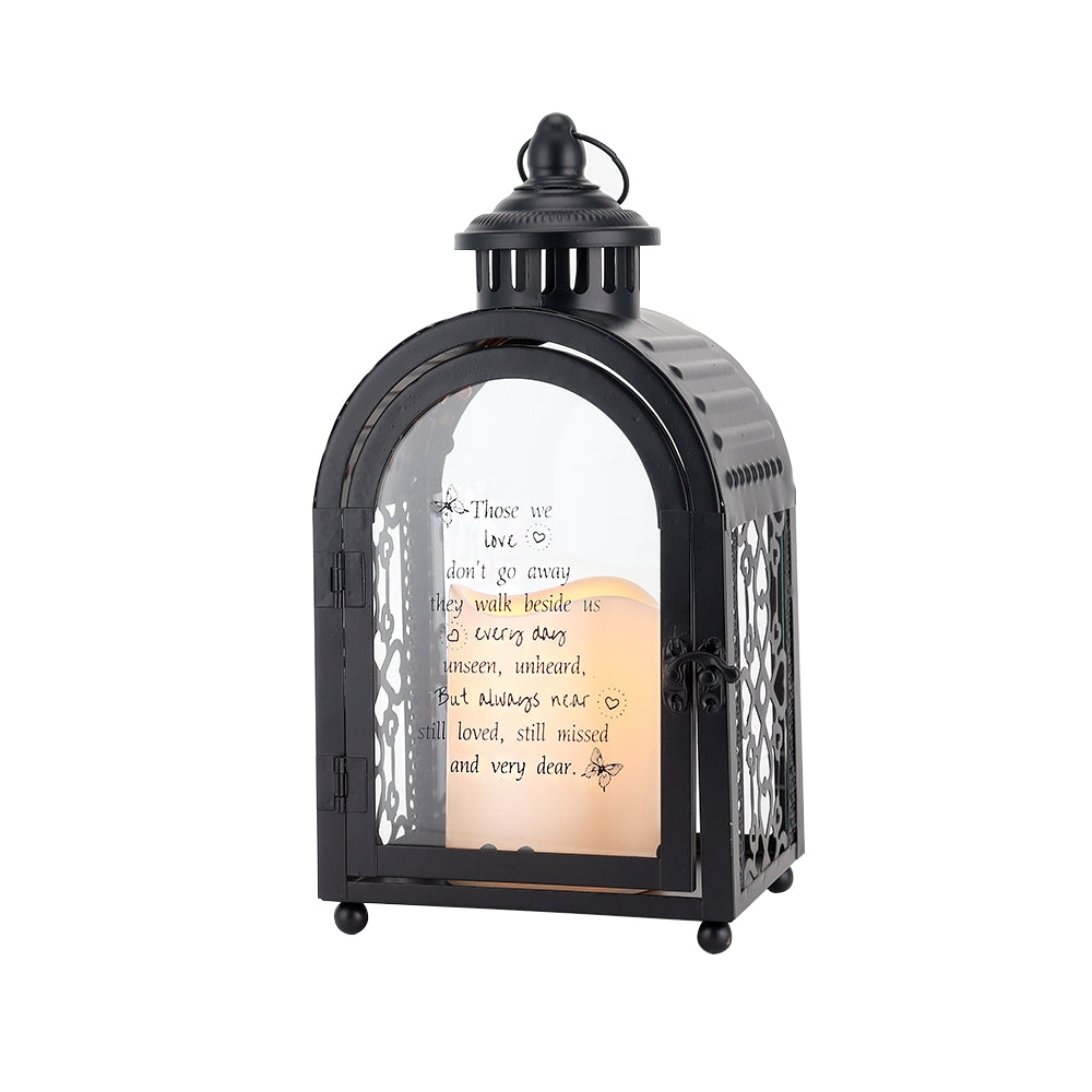 11'' High Walk Beside Us Remembrance Lantern With Automatic Timer LED Candle-1
