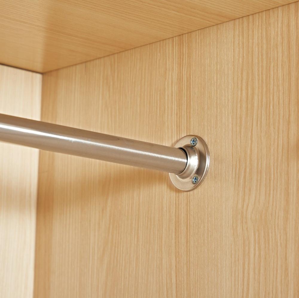 Rattan Wardrobe Closet with 3 Doors & Mirror | 71" H Wooden Armoire Cabinet with Hanging Rod for Bedroom - PRHOMZ