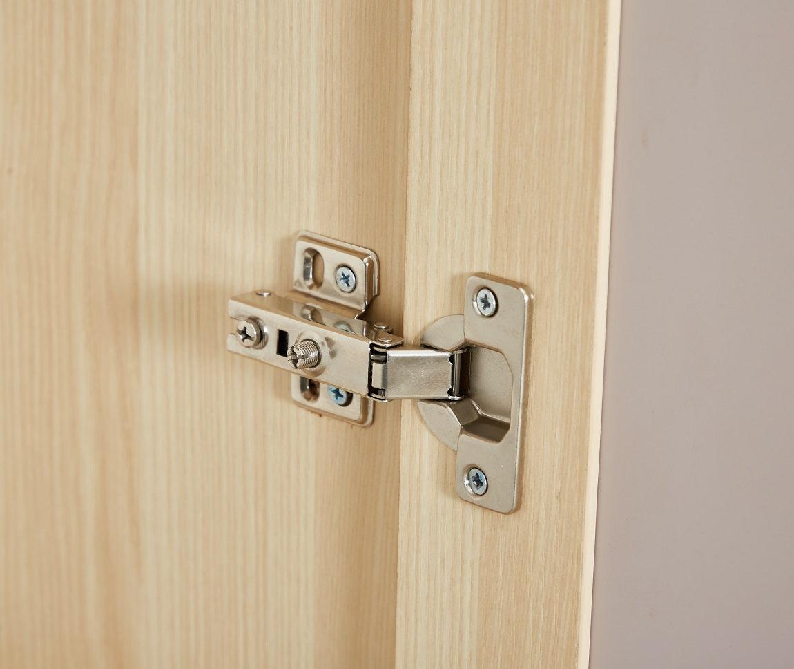 Rattan Wardrobe Closet with 3 Doors & Mirror | 71" H Wooden Armoire Cabinet with Hanging Rod for Bedroom - PRHOMZ