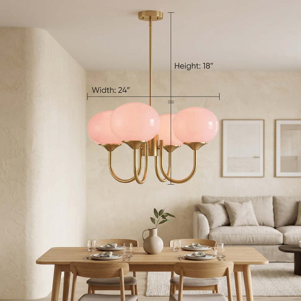 Marshmallow | Modern Glass Bubble Chandelier with Hand-Sprayed Pink Shades