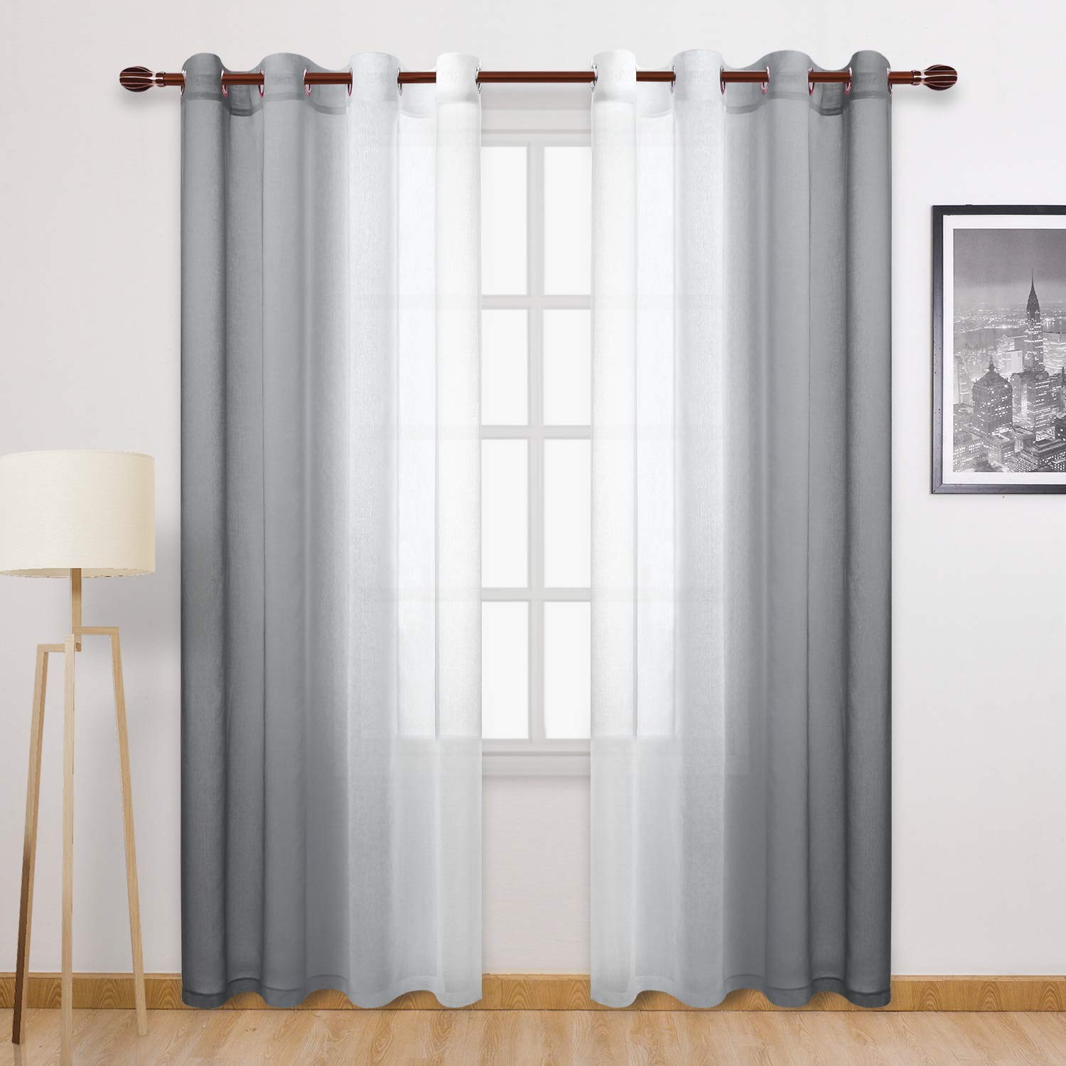 DWCN Ombre Sheer Curtains, Set of 2 Panels-0