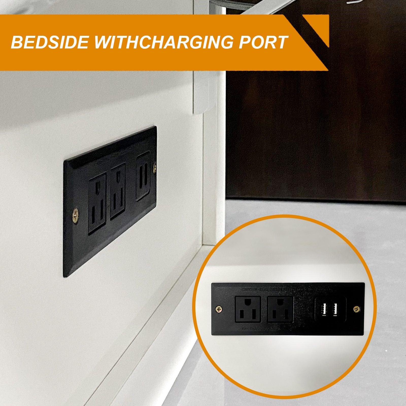 Queen Murphy Bed Cabinet with Storage, USB Ports & Foldable Design - PRHOMZ