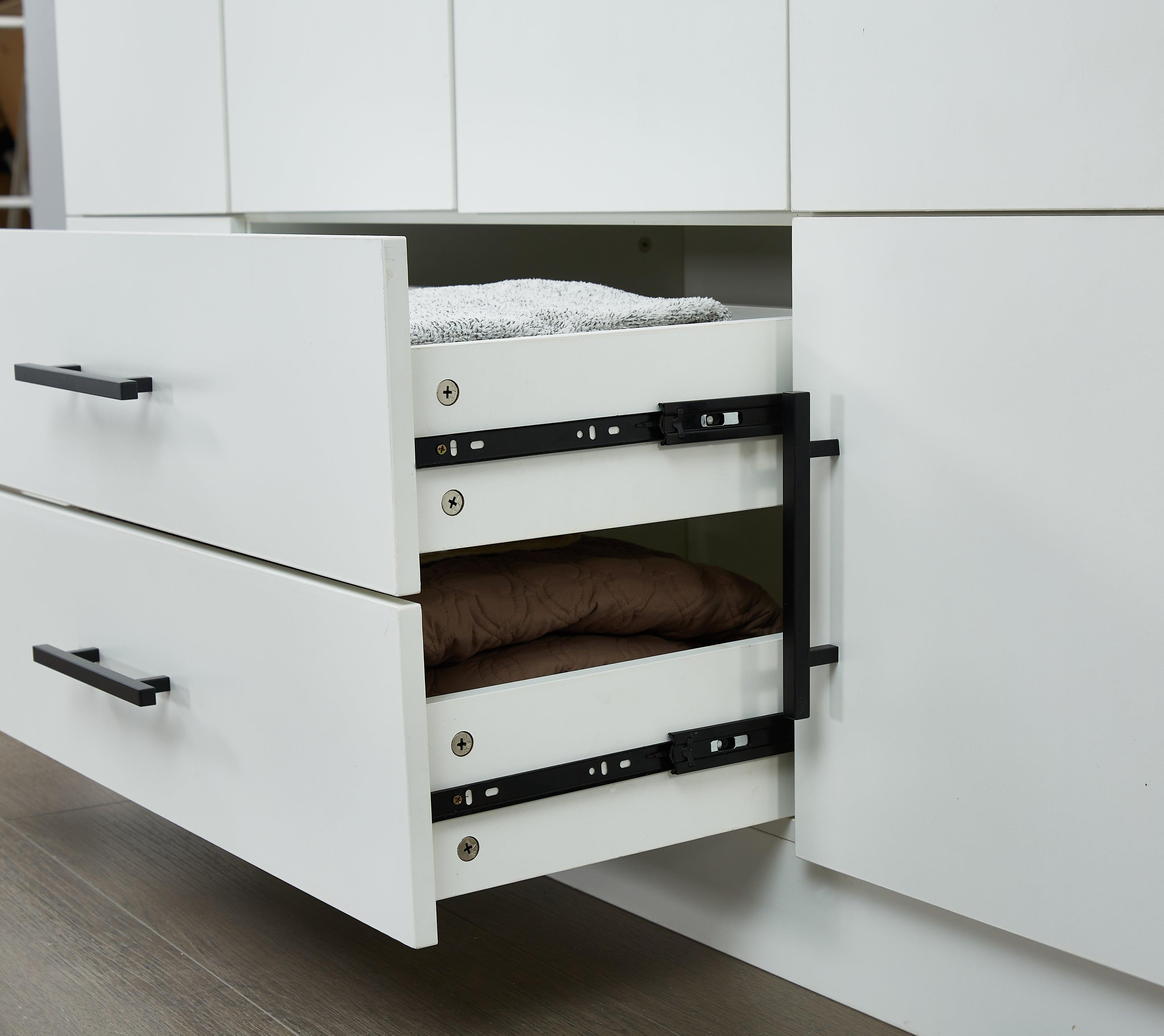 Spacious Armoire Wardrobe Closet with 4 Doors, 2 Hanging Rods & Drawers | White Wood Clothes Storage Cabinet - PRHOMZ