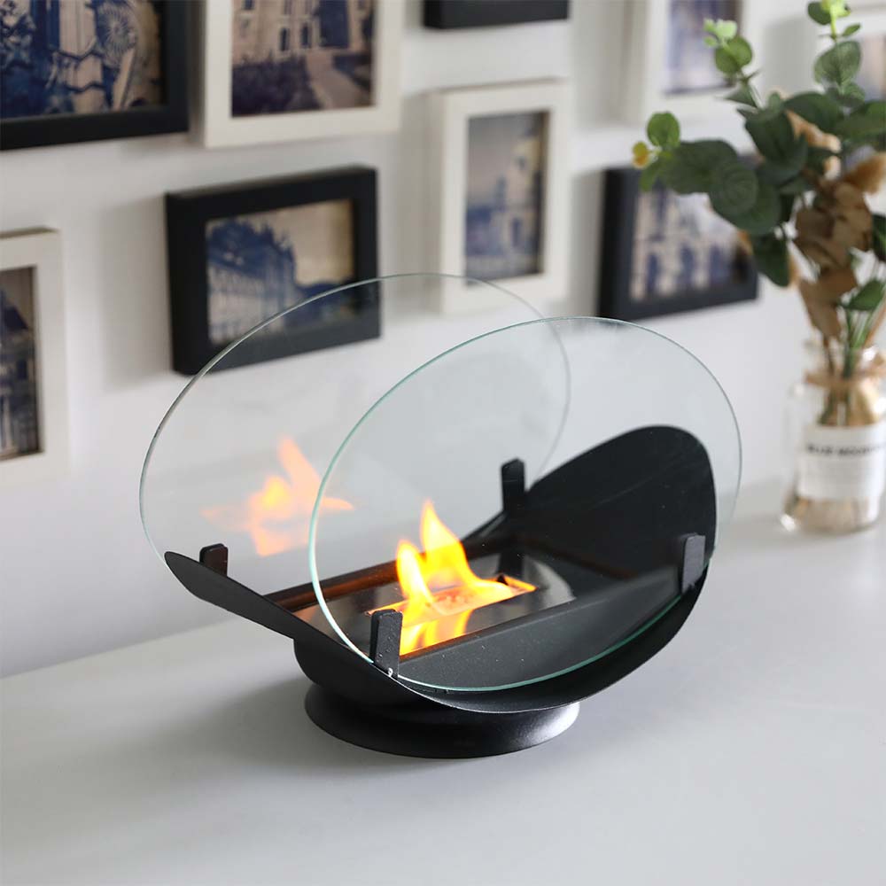 24.5 cm High Portable Tabletop Fireplace | Ventless Bio-Ethanol Fire Pit for Indoor & Outdoor Use | Elegant Decorative Flame-0