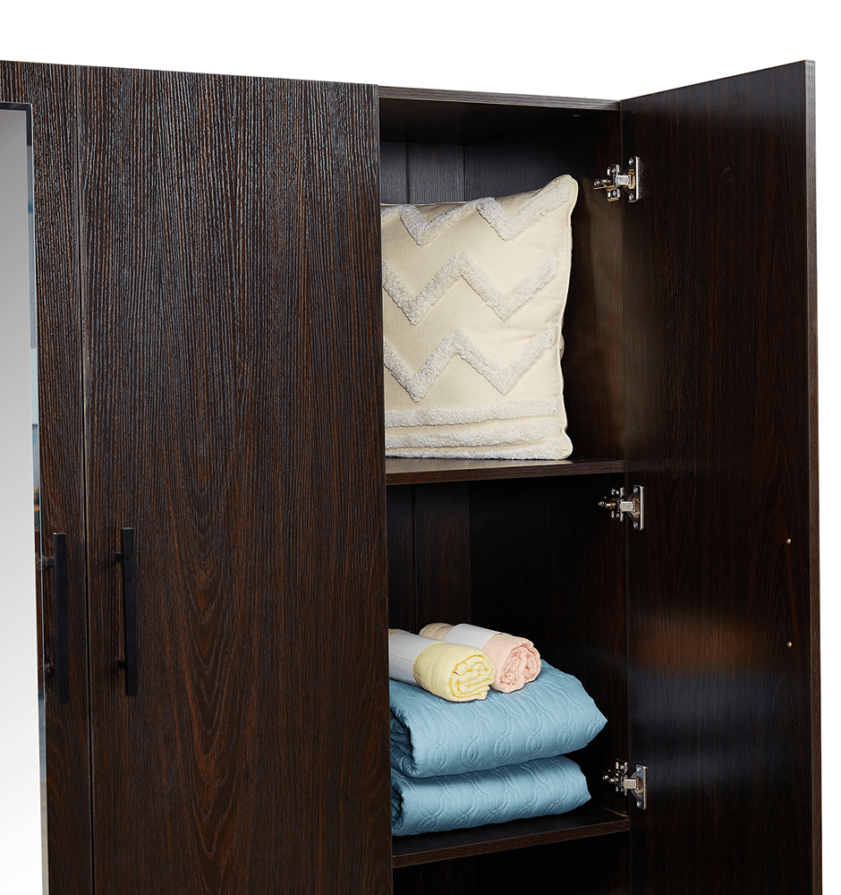 71" H Wooden Armoire Wardrobe Closet with Mirror, 4 Doors, Drawers & Shelves | 63" W Bedroom Storage Cabinet - PRHOMZ