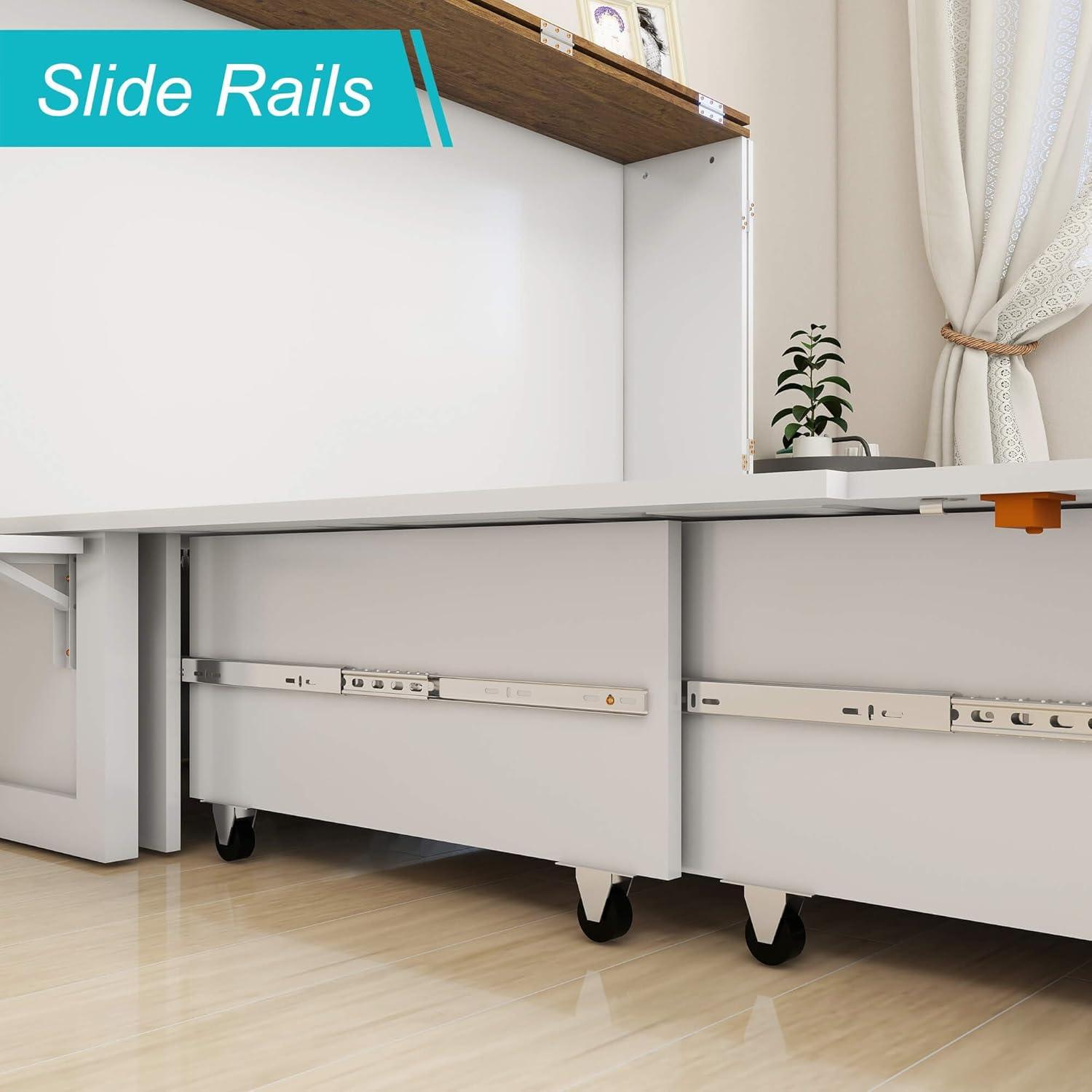 Queen Murphy Bed Cabinet with Storage, USB Ports & Foldable Design - PRHOMZ