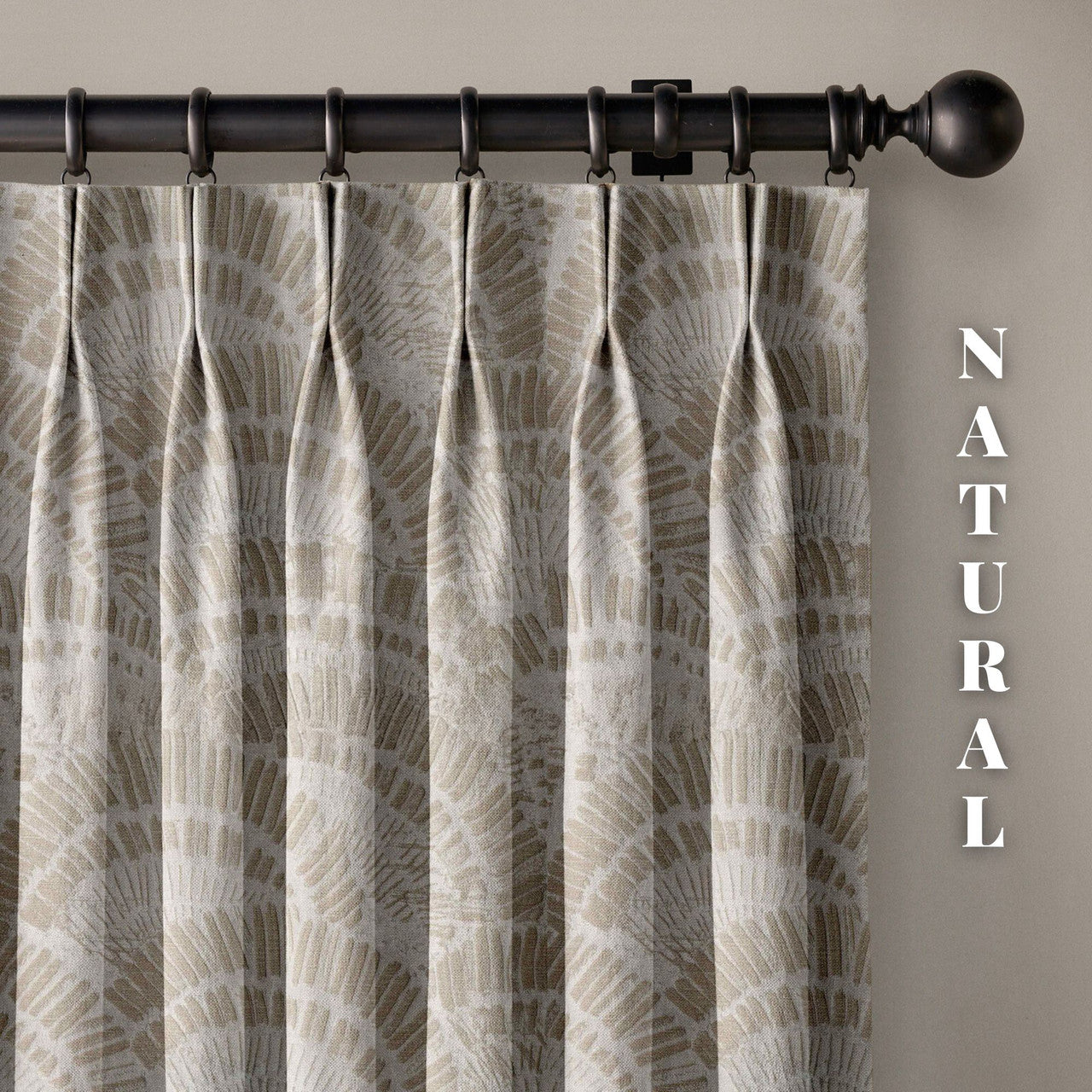 Textured Linen Curtains with Boho Pattern | 4 Colours | Pinch Pleated | Size & Liner Options-4