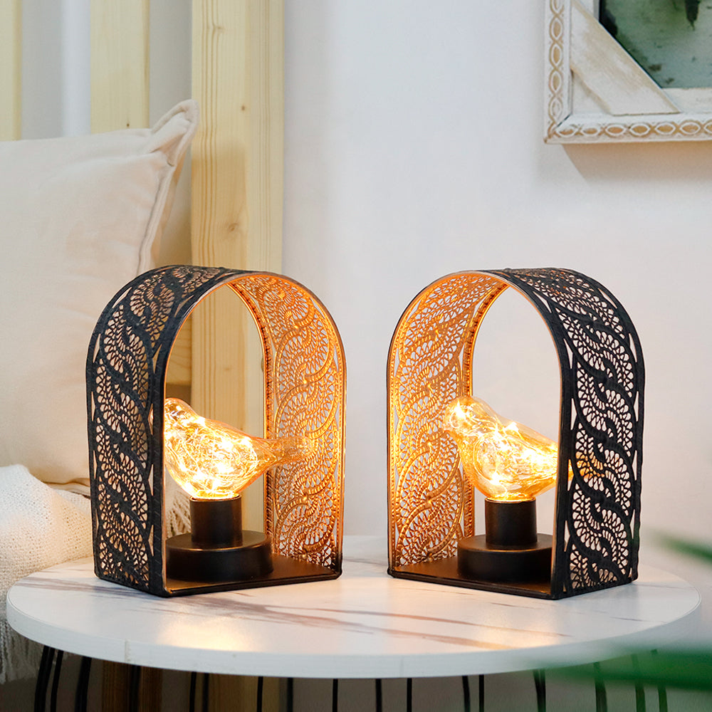 7"H Set of 2 Bird Cage Wall Sconces Battery Operated-2