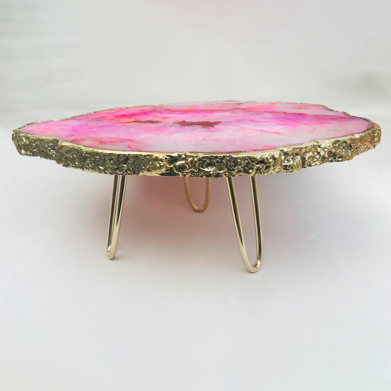 Pink Agate Cake Stand/Centrepiece/Display Stand/Tray - PRHOMZ
