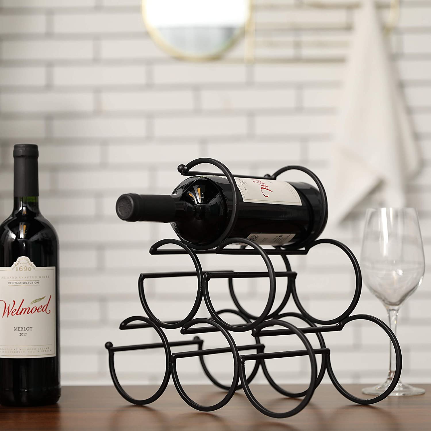 11.6”x6.3”x10.8” Iron Tabletop Wine Rack-0
