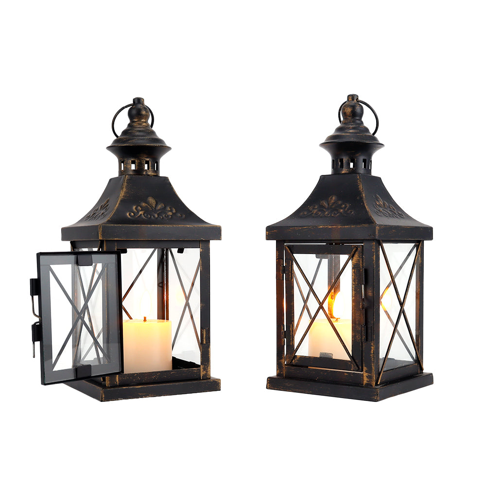 11'' High Metal Decorative Candle Lantern Hanging Candle Holder(Set of 2)-1