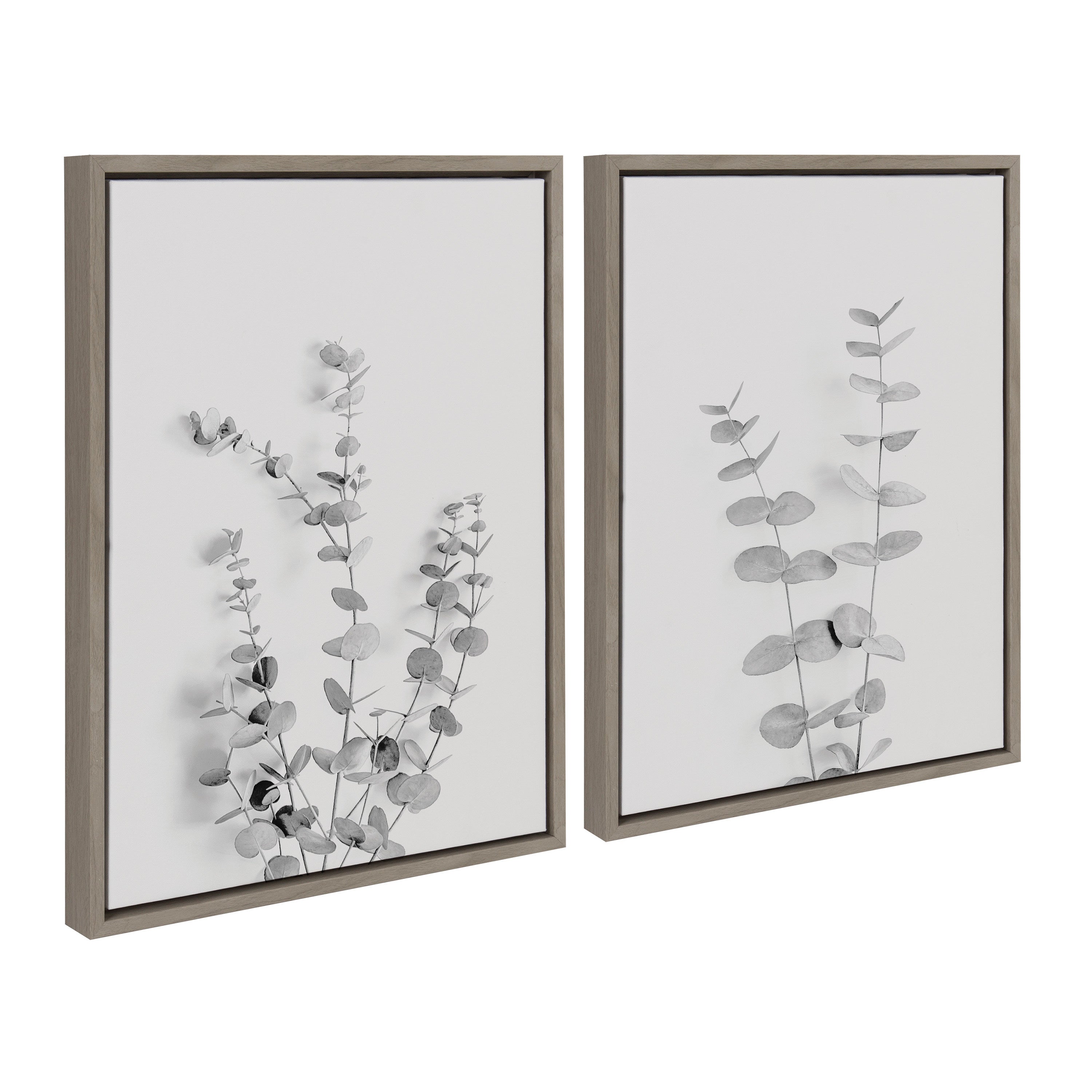 Sylvie Neutral Botanical 3 and 4 Soft White Framed Canvas by The Creative Bunch Studio
