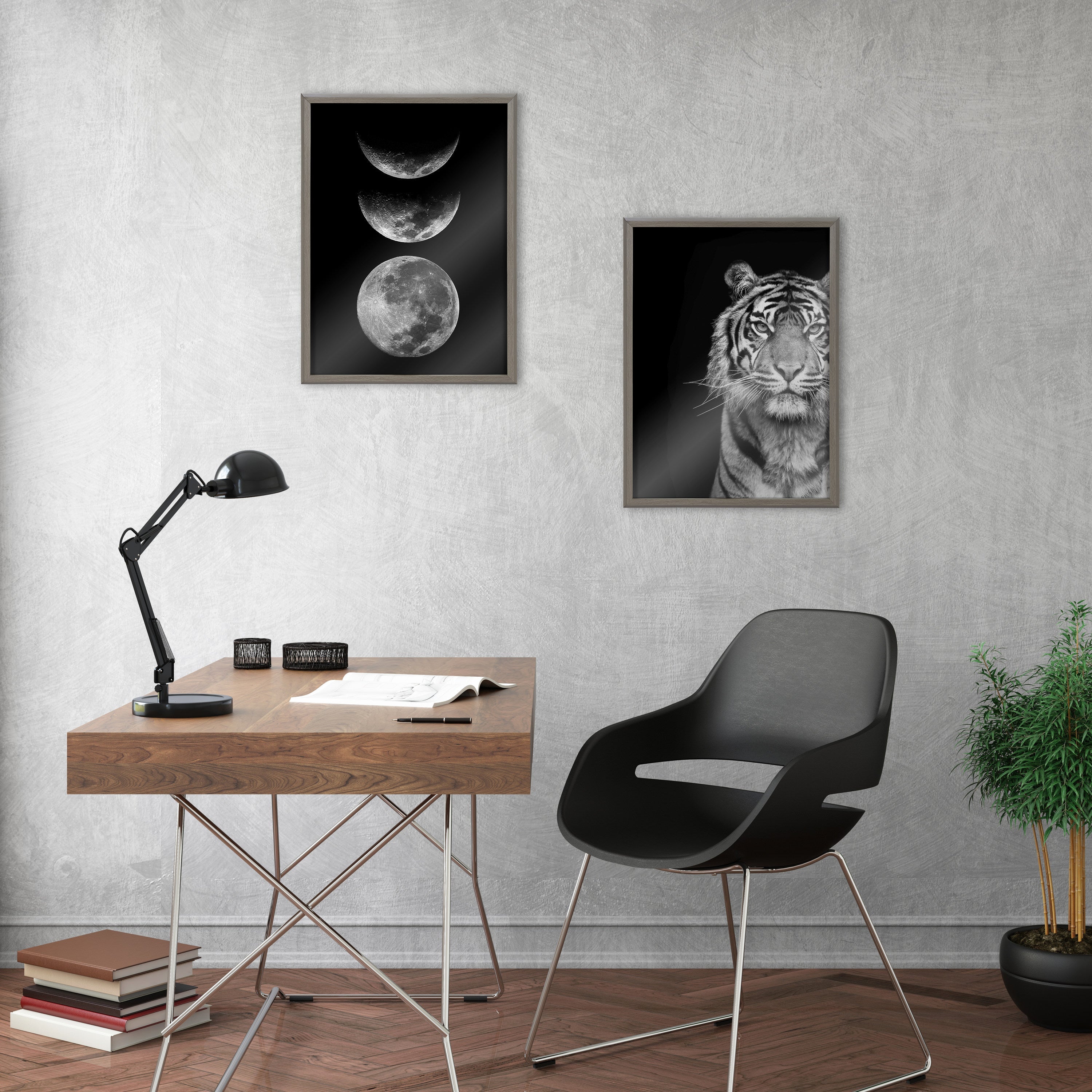 Blake Tiger Minimalist Animal Framed Printed Glass by The Creative Bunch Studio