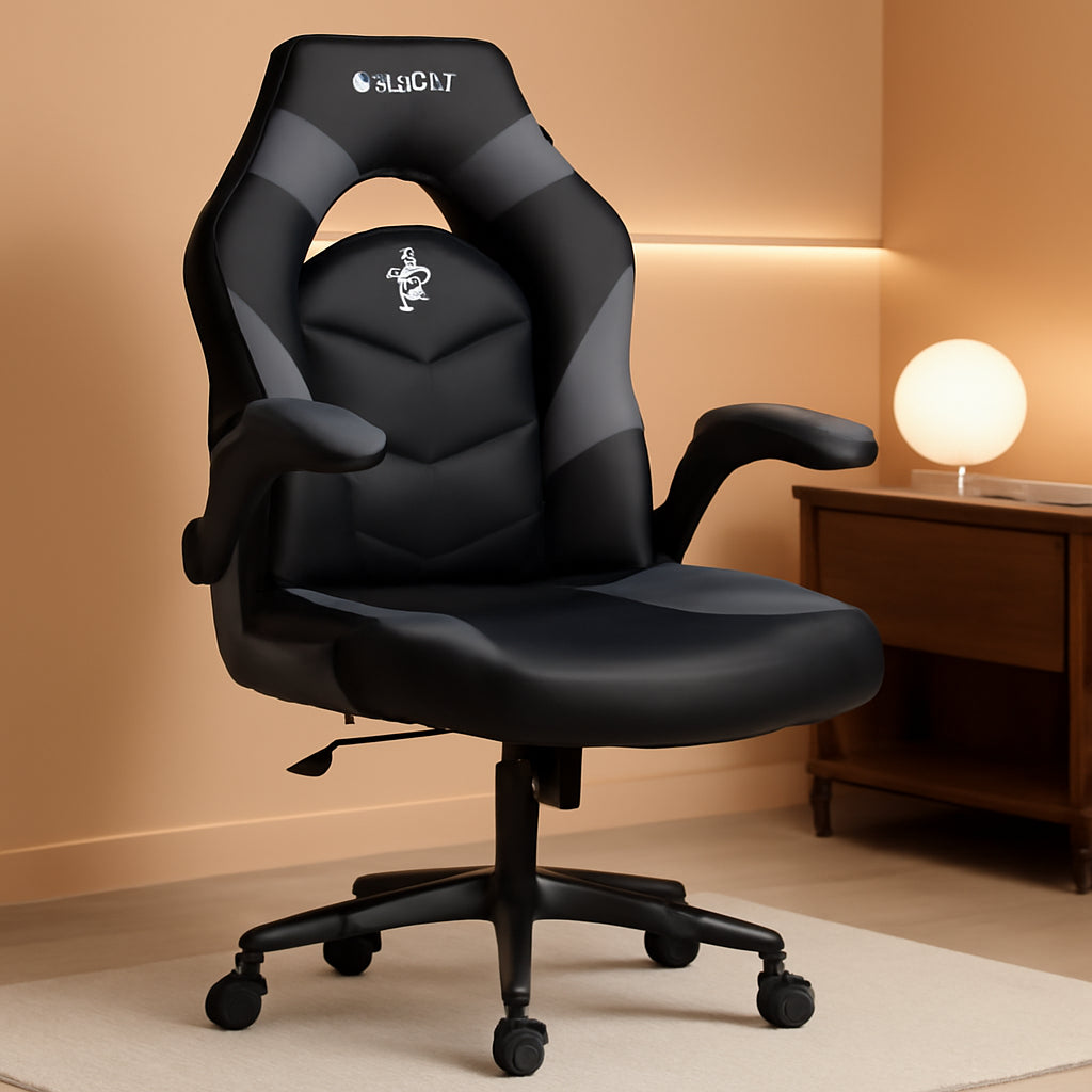 N-GEN Ergonomic Gaming Chair With Lumbar Support Gray PU Leather
