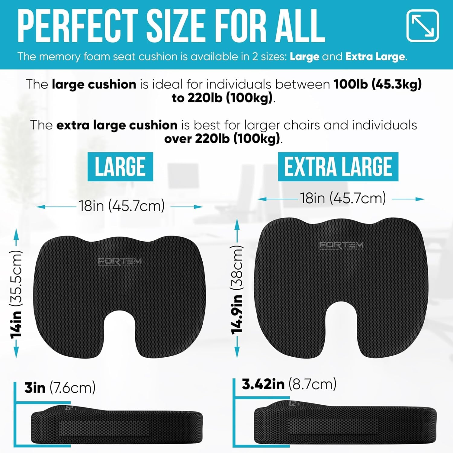 Memory Foam Lumbar Support Seat Cushion For Office Chair