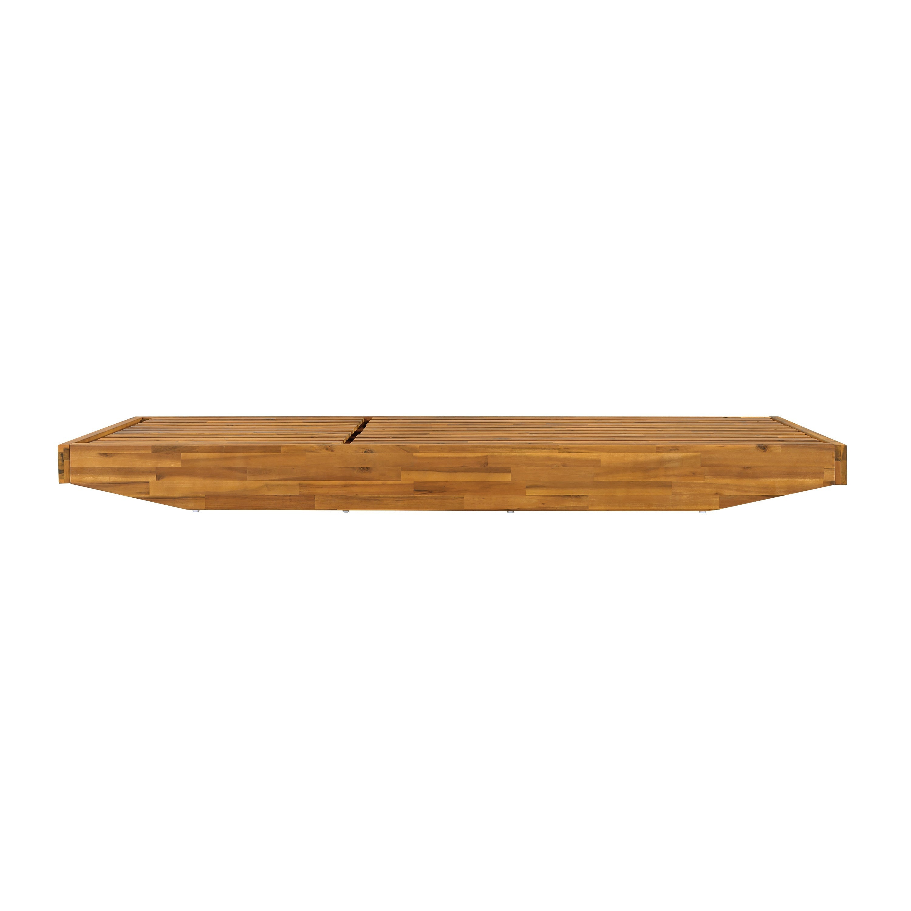 Acacia Wood Chaise Lounge with Teak Finish and Water-Repellent Cushion