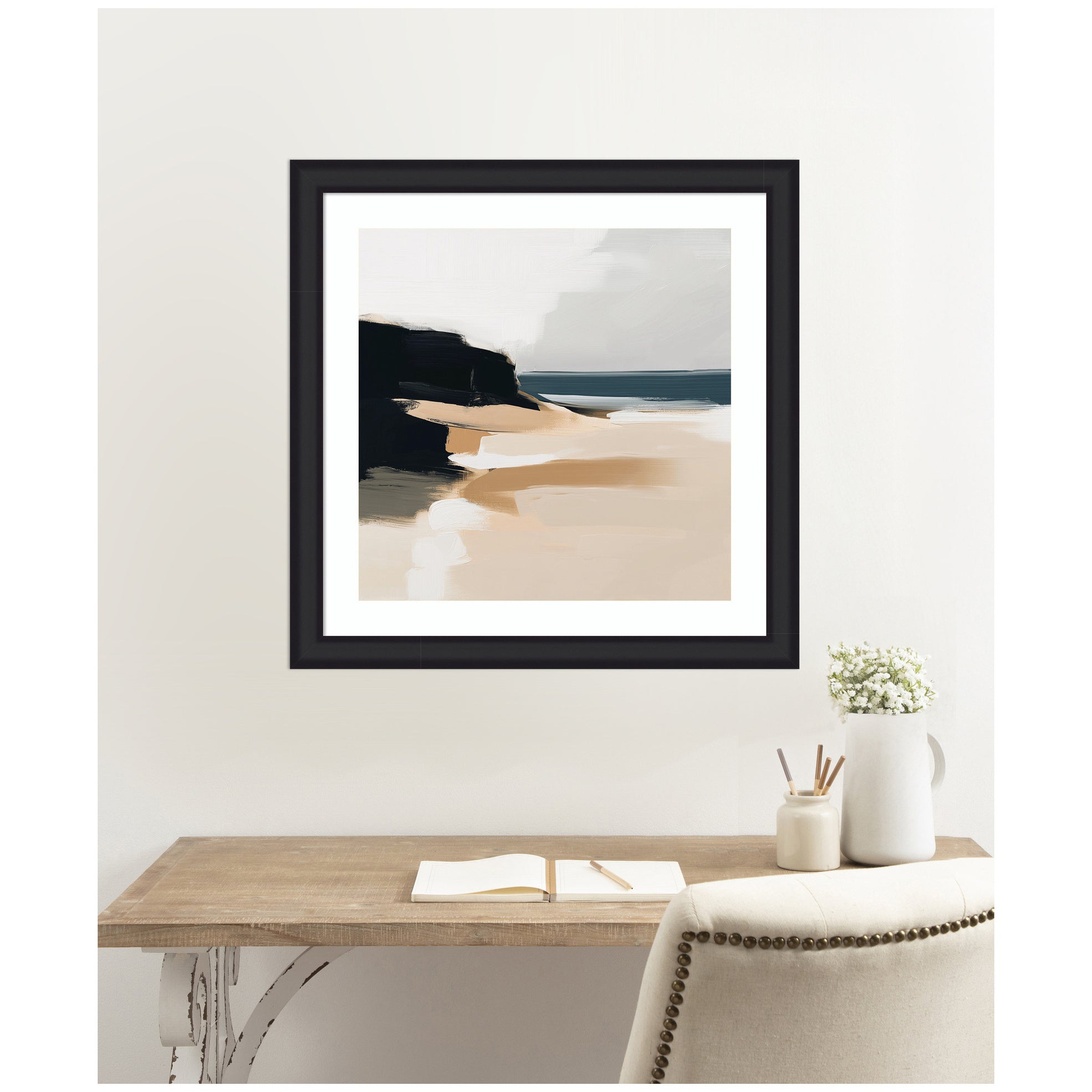 Framed Art Coastal Sand Modern Abstract Landscape I by The Creative Bunch Studio