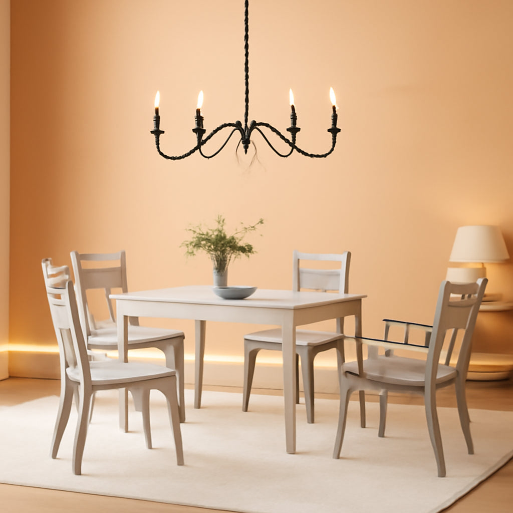 Chandelier 6 Light Black Hanging Fixture For Dining Room