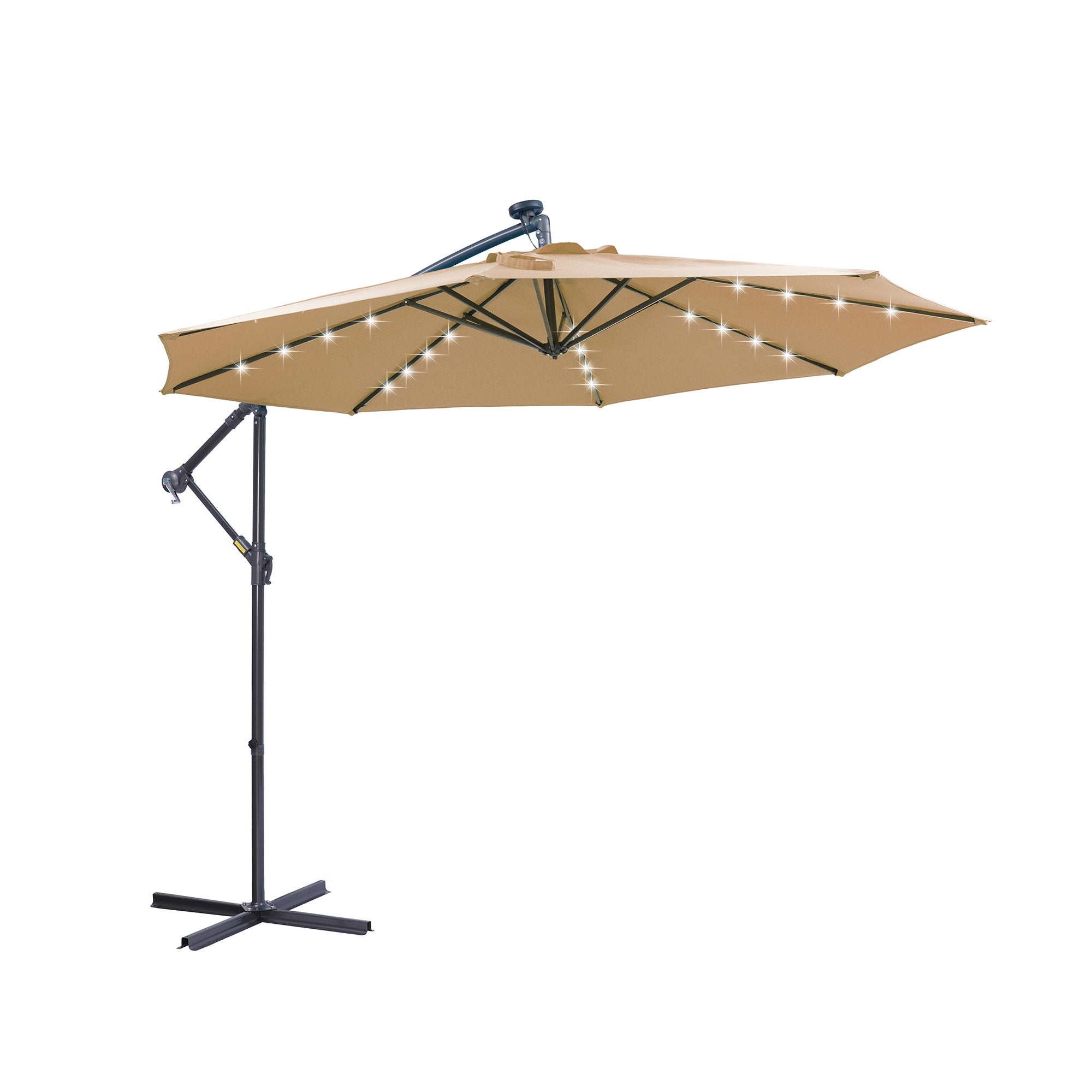 Outdoor Cantilever Patio Umbrella with 32 LED Lights, 10 ft