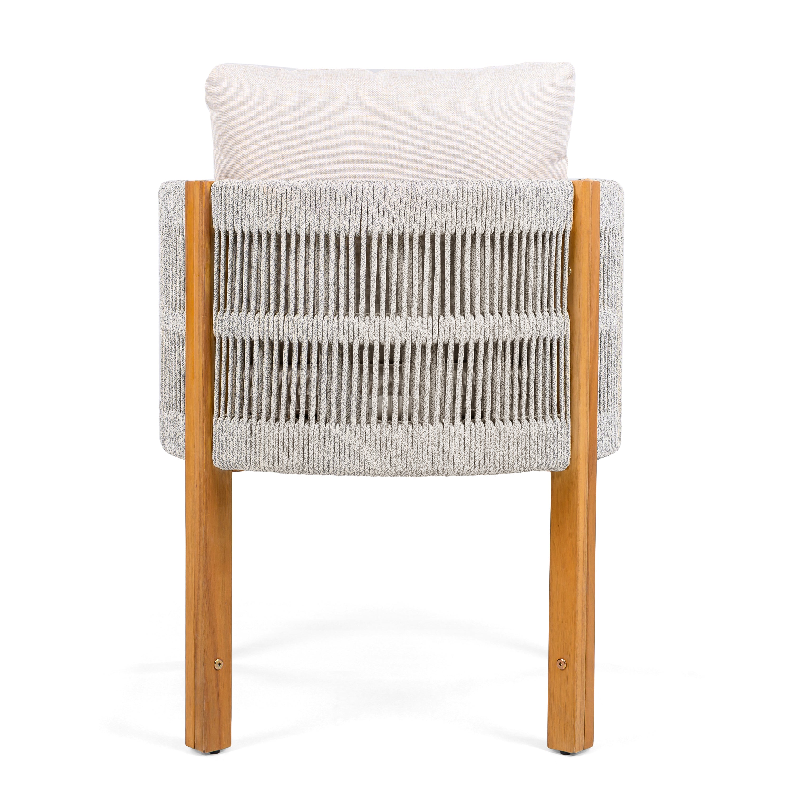 Acacia Wood Outdoor Dining Chairs 2-Pack with Beige Cushions