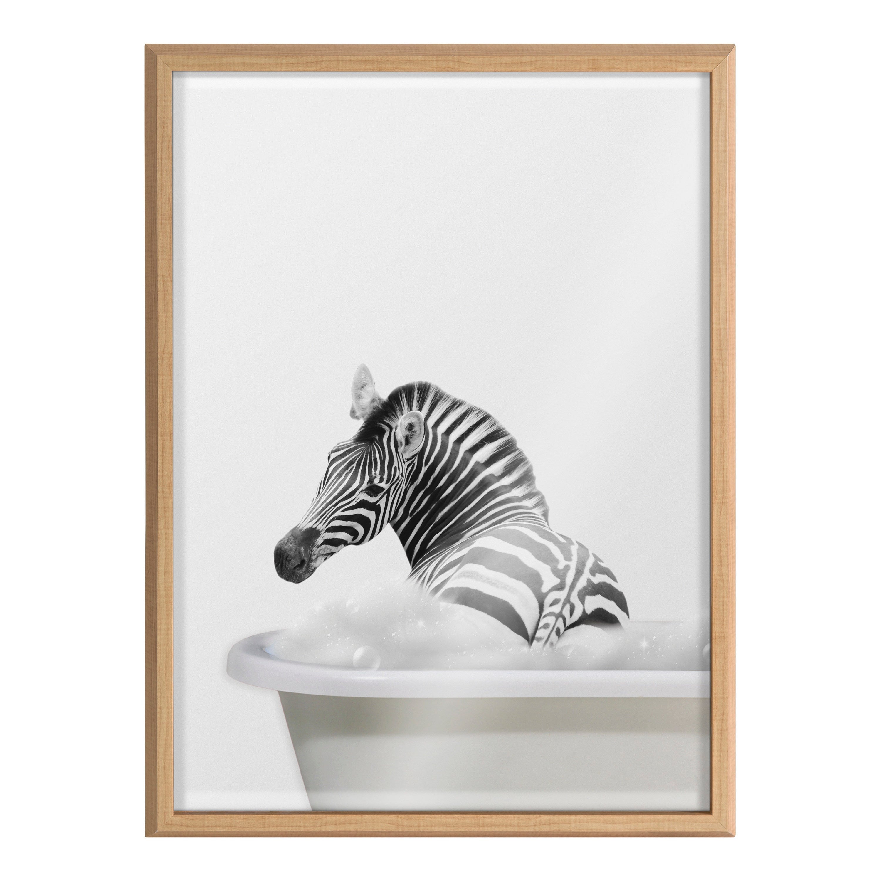 Blake Bathroom Bubble Bath Zebra Framed Printed Glass by The Creative Bunch Studio